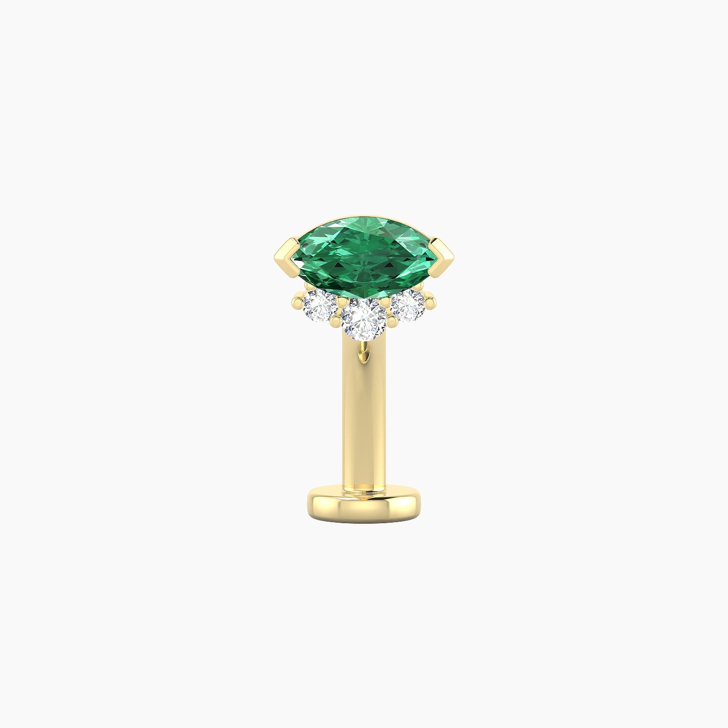 Danu | 18k Yellow Gold 10 mm 7 mm Emerald & Diamond Floating Navel Piercing