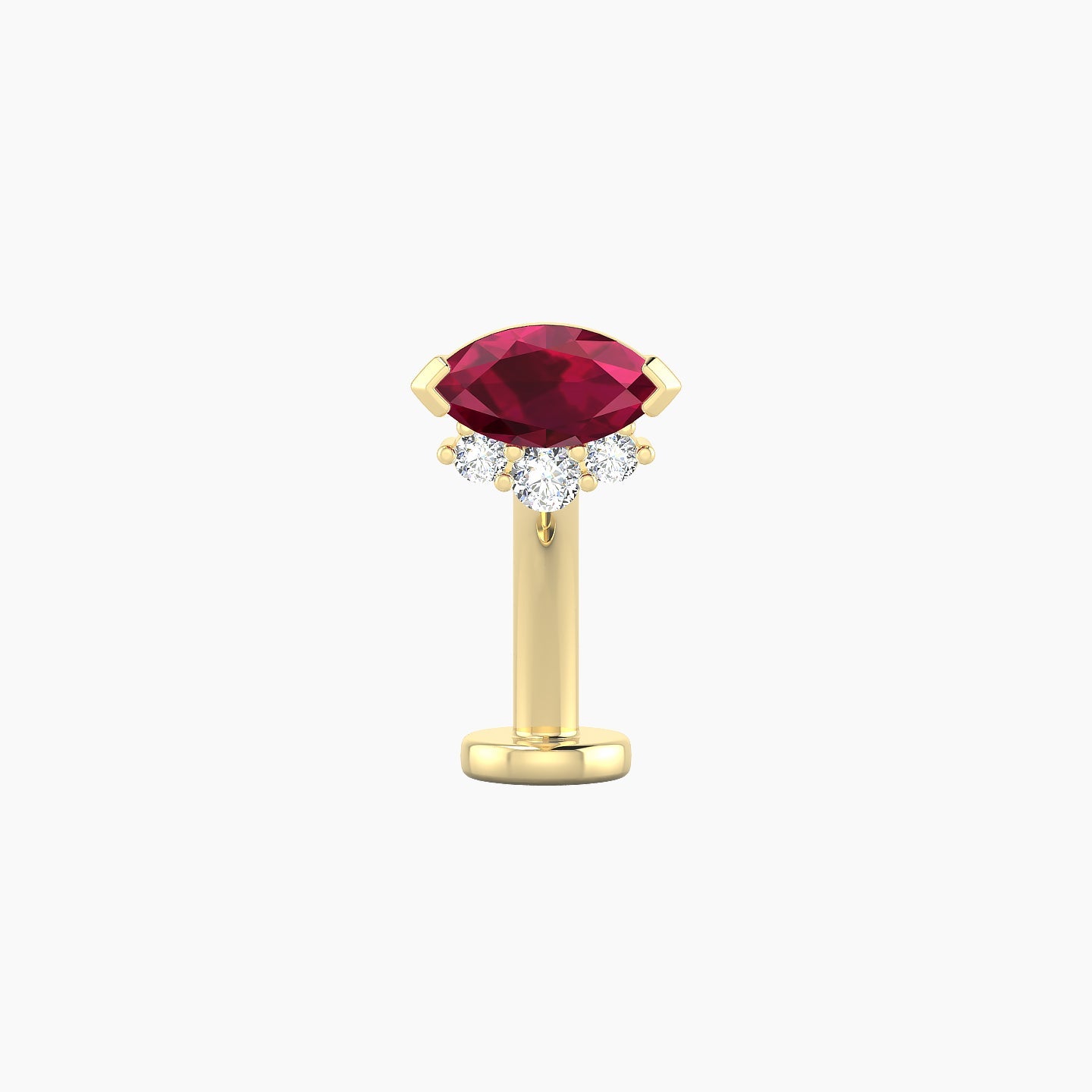 Danu | 18k Yellow Gold 10 mm 7 mm Ruby & Diamond Floating Navel Piercing