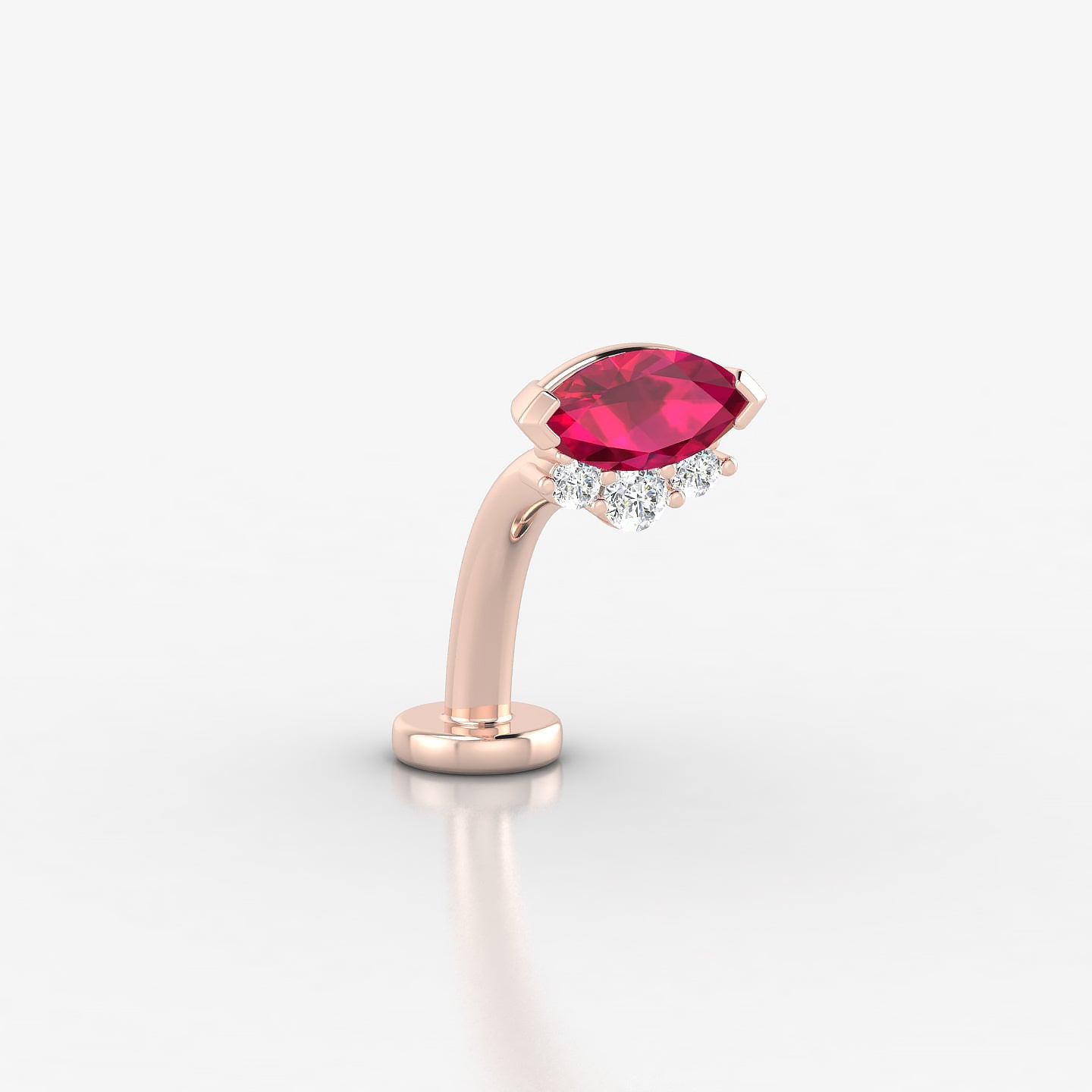 Danu | 18k Rose Gold 10 mm 7 mm Ruby & Diamond Floating Navel Piercing