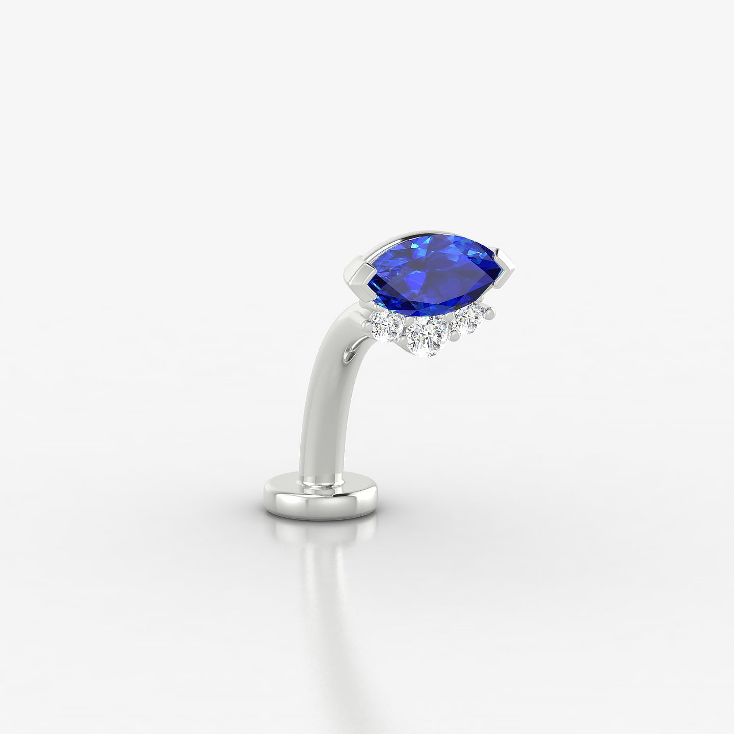 Danu | 18k White Gold 10 mm 7 mm Sapphire & Diamond Floating Navel Piercing