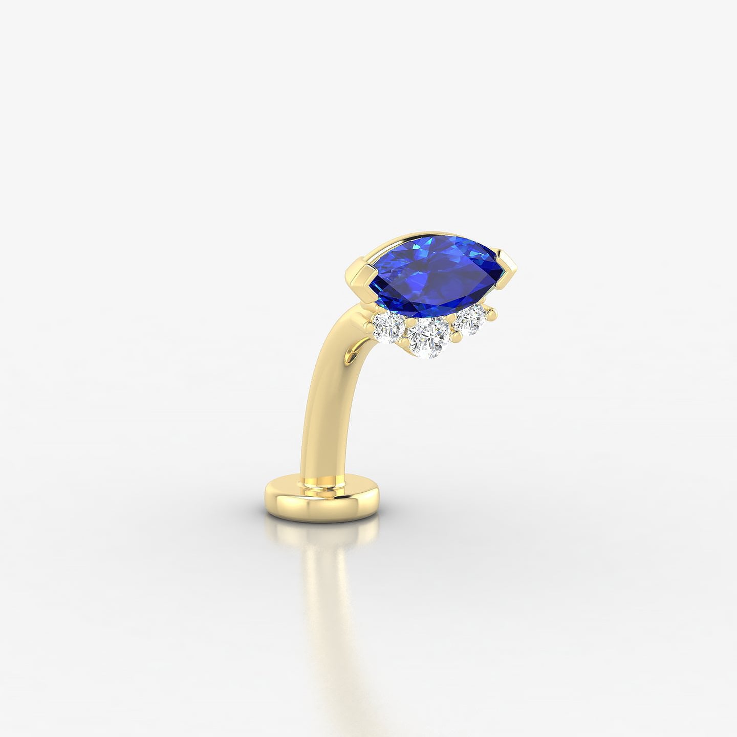 Danu | 18k Yellow Gold 10 mm 7 mm Sapphire & Diamond Floating Navel Piercing