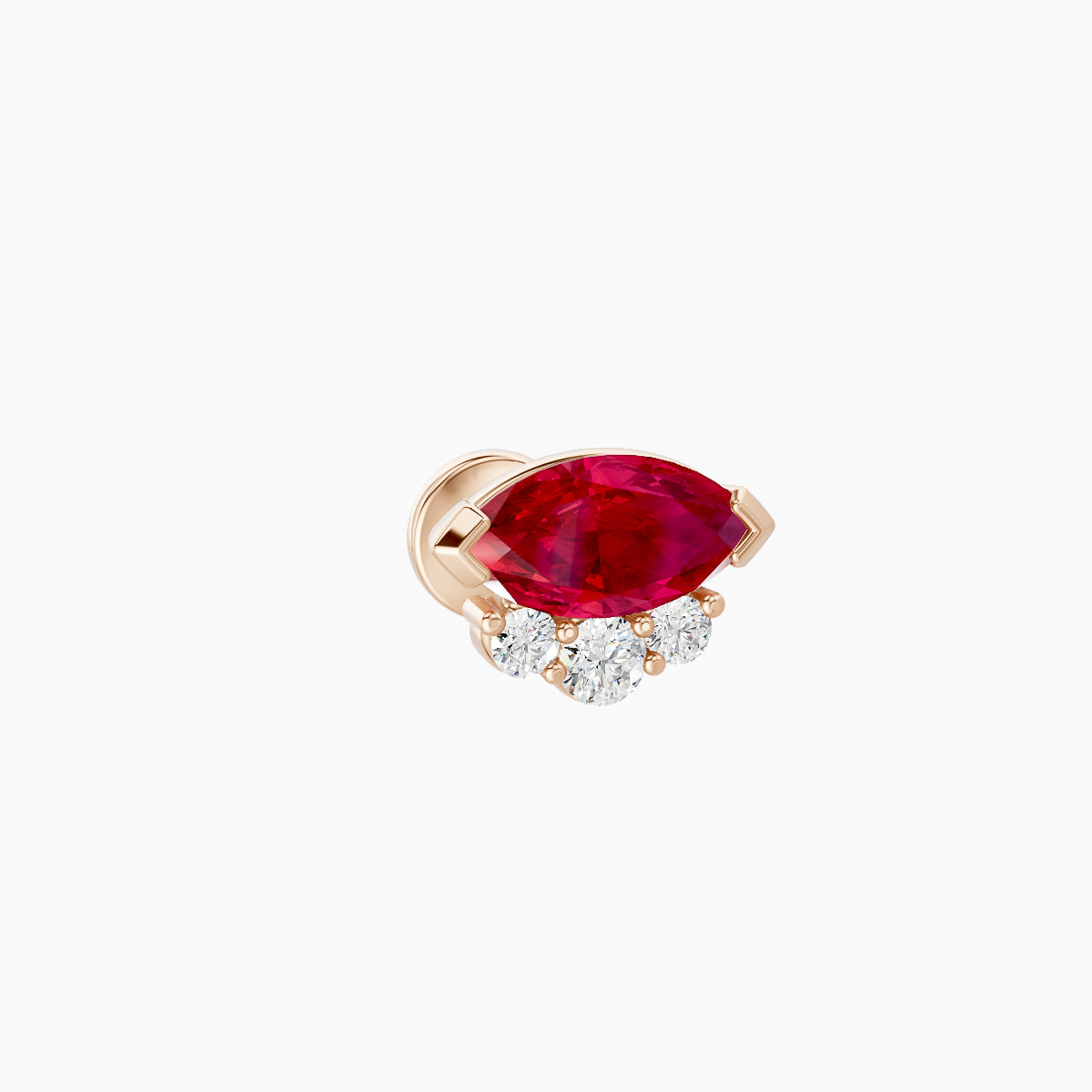 Danu | 18k Rose Gold 5 mm 7 mm Ruby & Diamond Nose Piercing