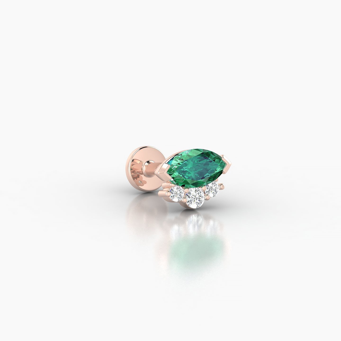 Danu | 18k Rose Gold 5 mm 7 mm Emerald & Diamond Nose Piercing