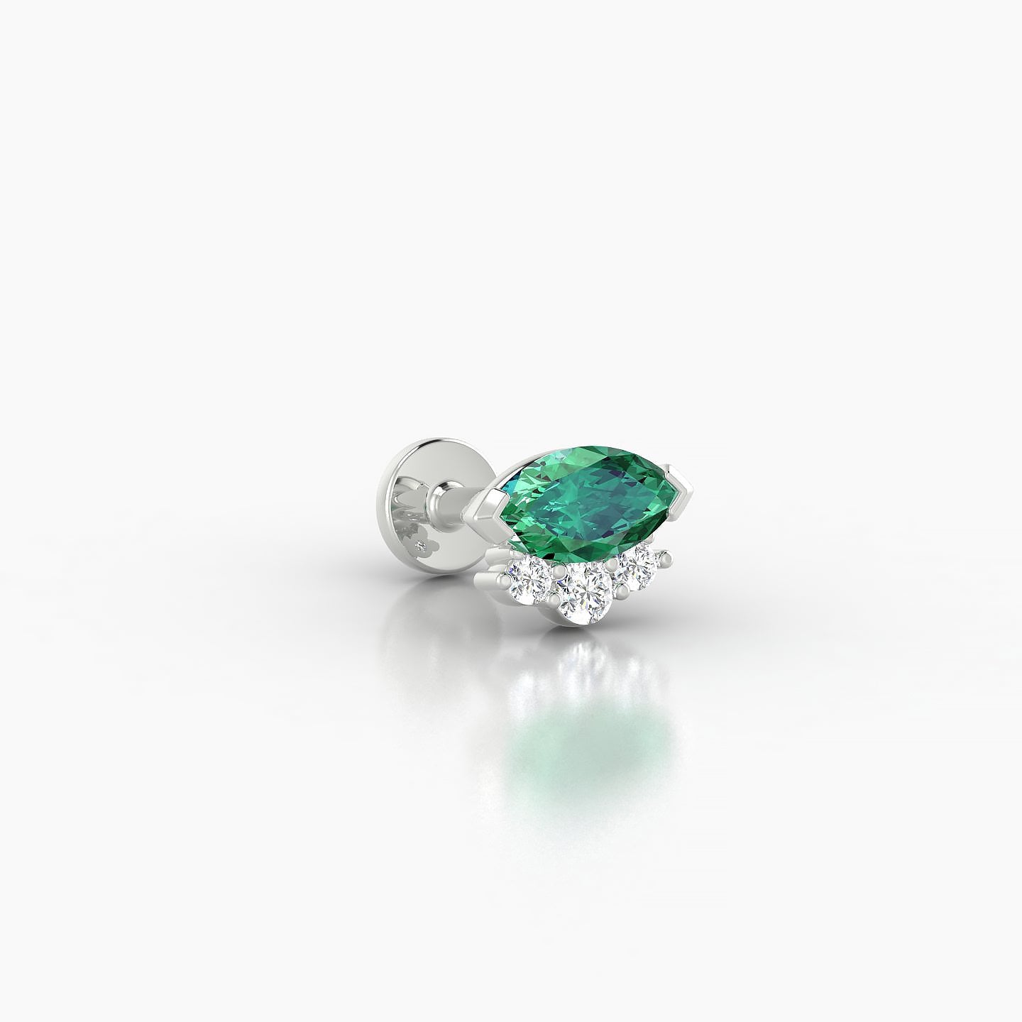 Danu | 18k White Gold 5 mm 7 mm Emerald & Diamond Nose Piercing