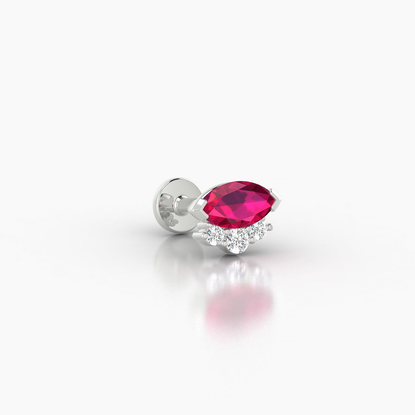 Danu | 18k White Gold 5 mm 7 mm Ruby & Diamond Nose Piercing