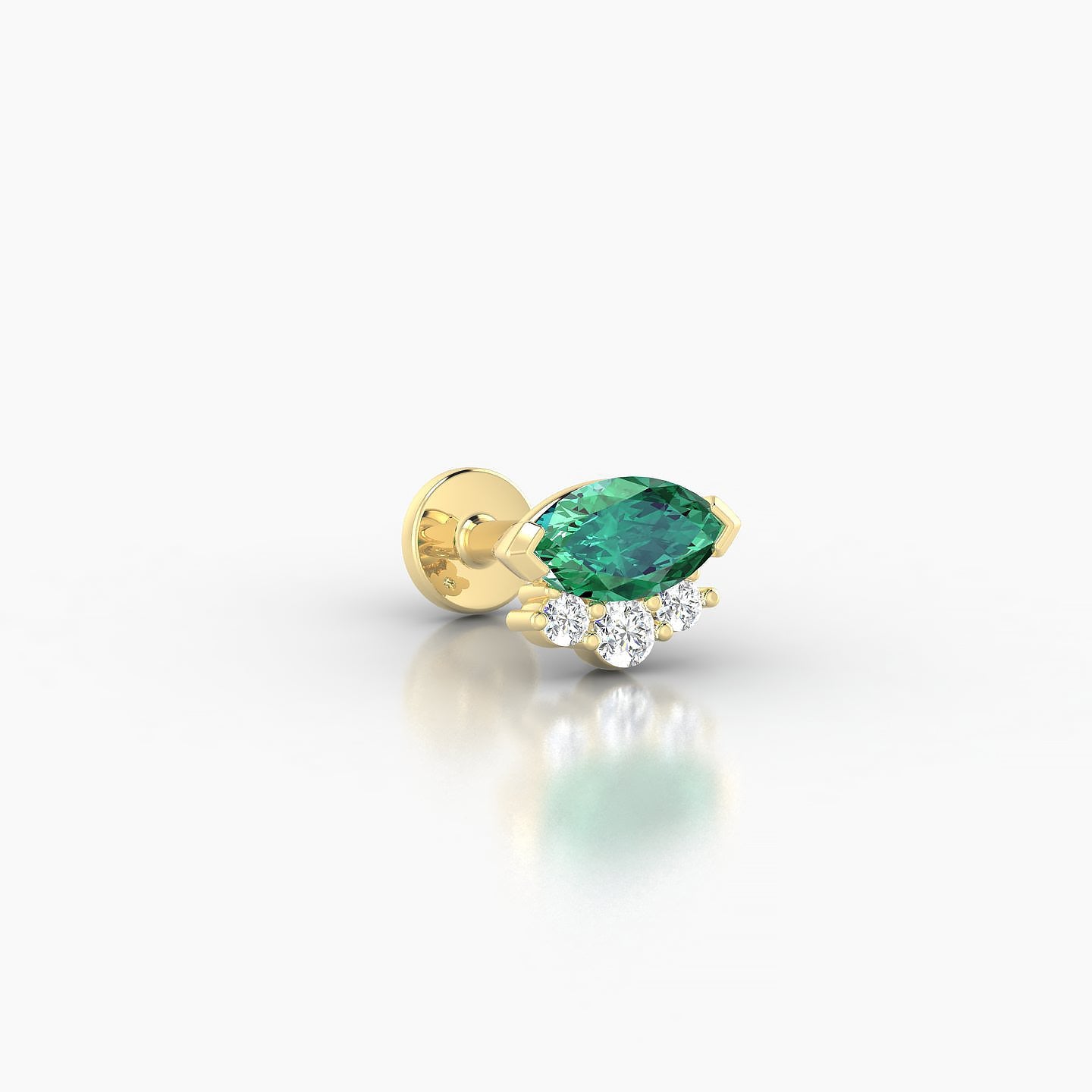Danu | 18k Yellow Gold 5 mm 7 mm Emerald & Diamond Nose Piercing