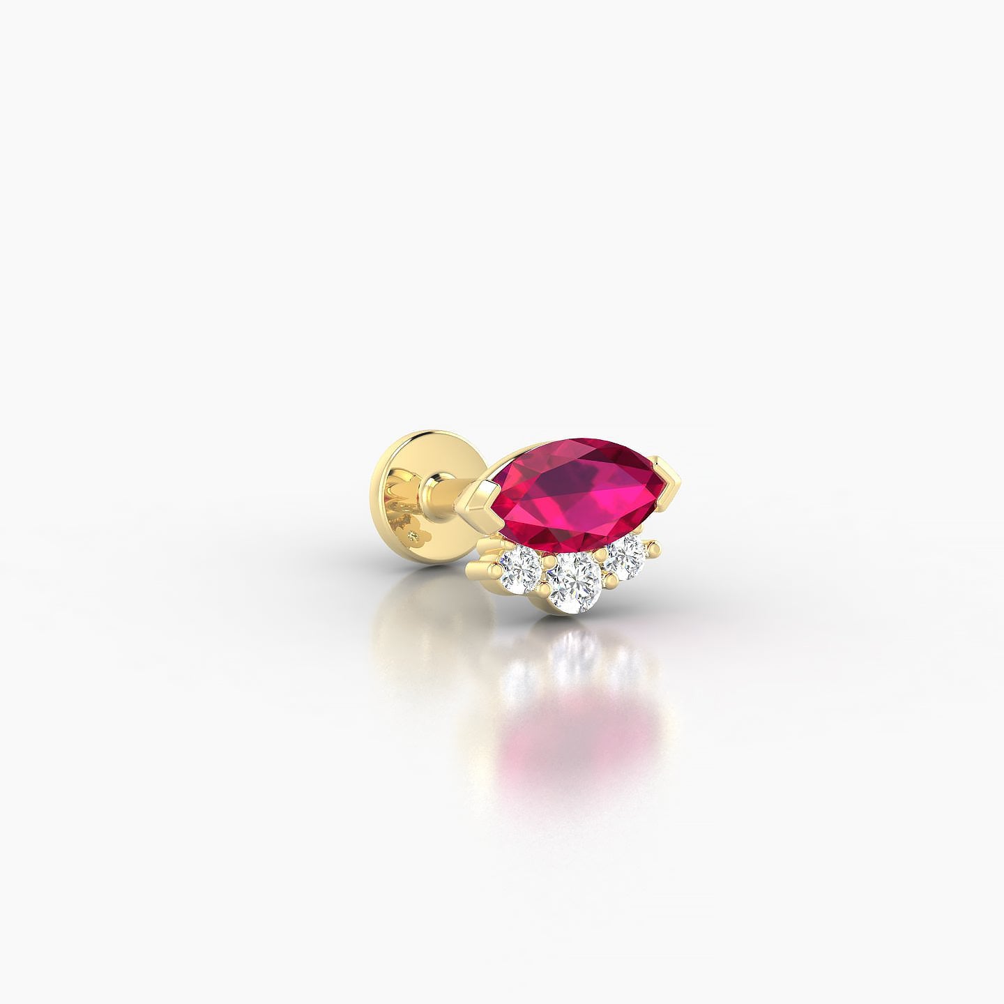 Danu | 18k Yellow Gold 5 mm 7 mm Ruby & Diamond Nose Piercing