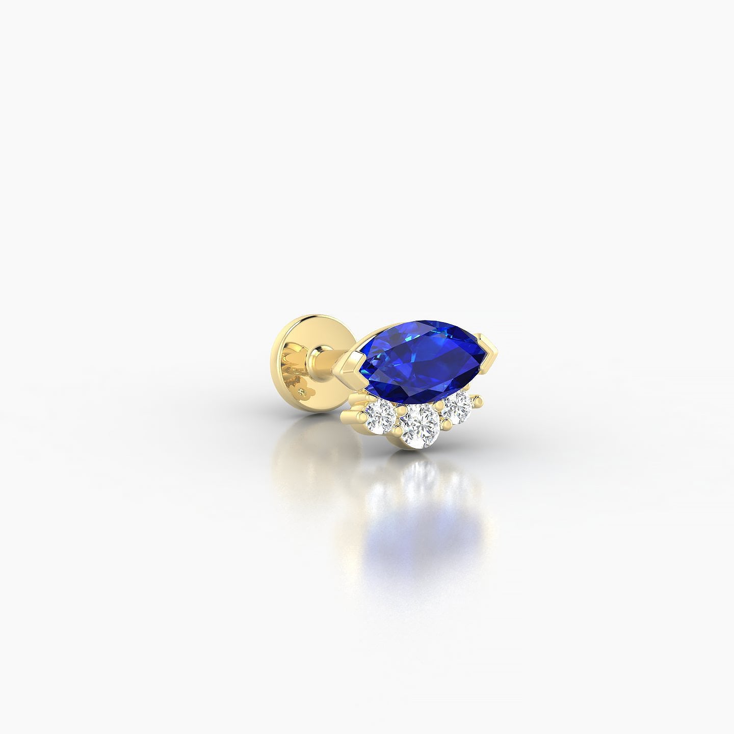 Danu | 18k Yellow Gold 5 mm 7 mm Sapphire & Diamond Nose Piercing