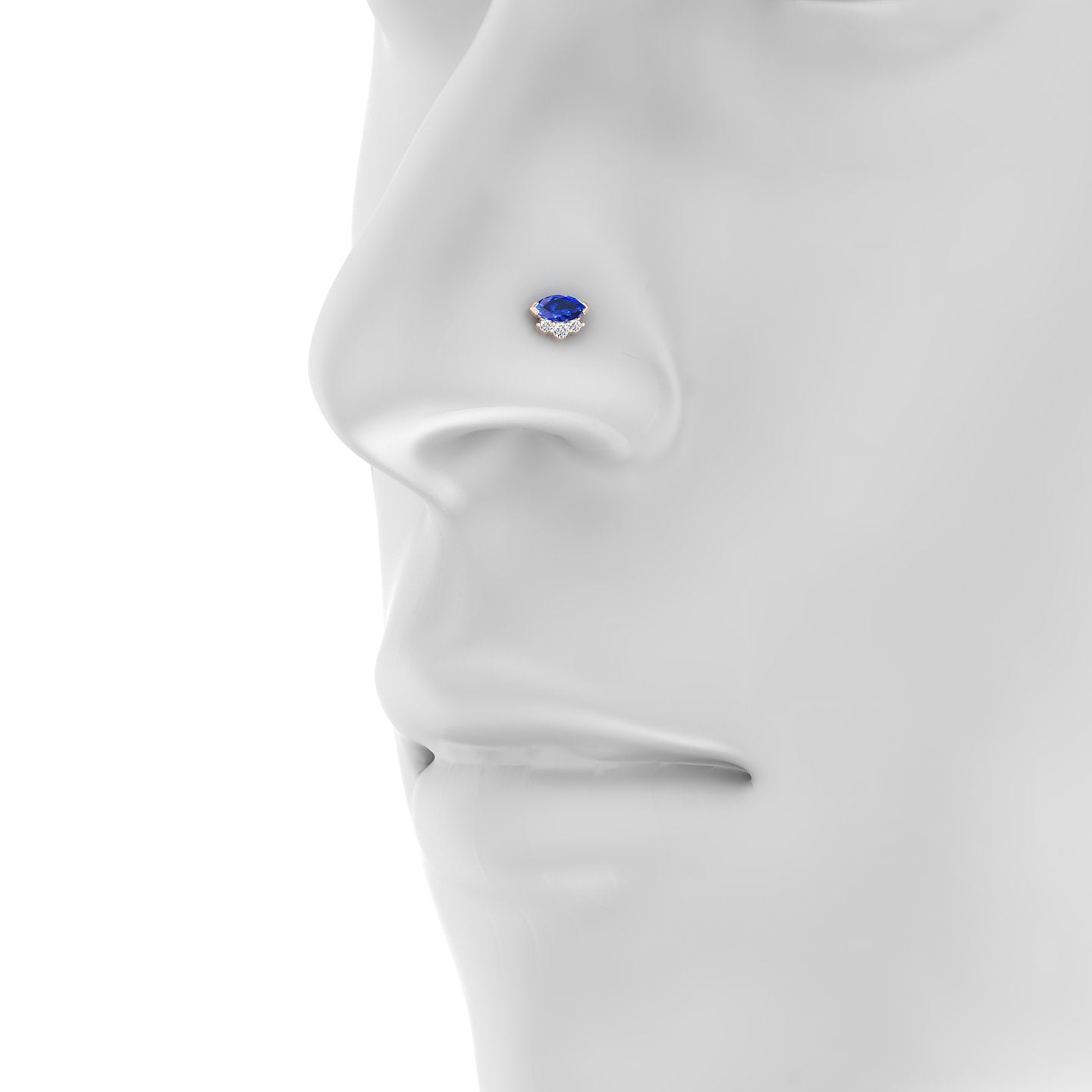 Danu | 18k Rose Gold 5 mm 7 mm Sapphire & Diamond Nose Piercing