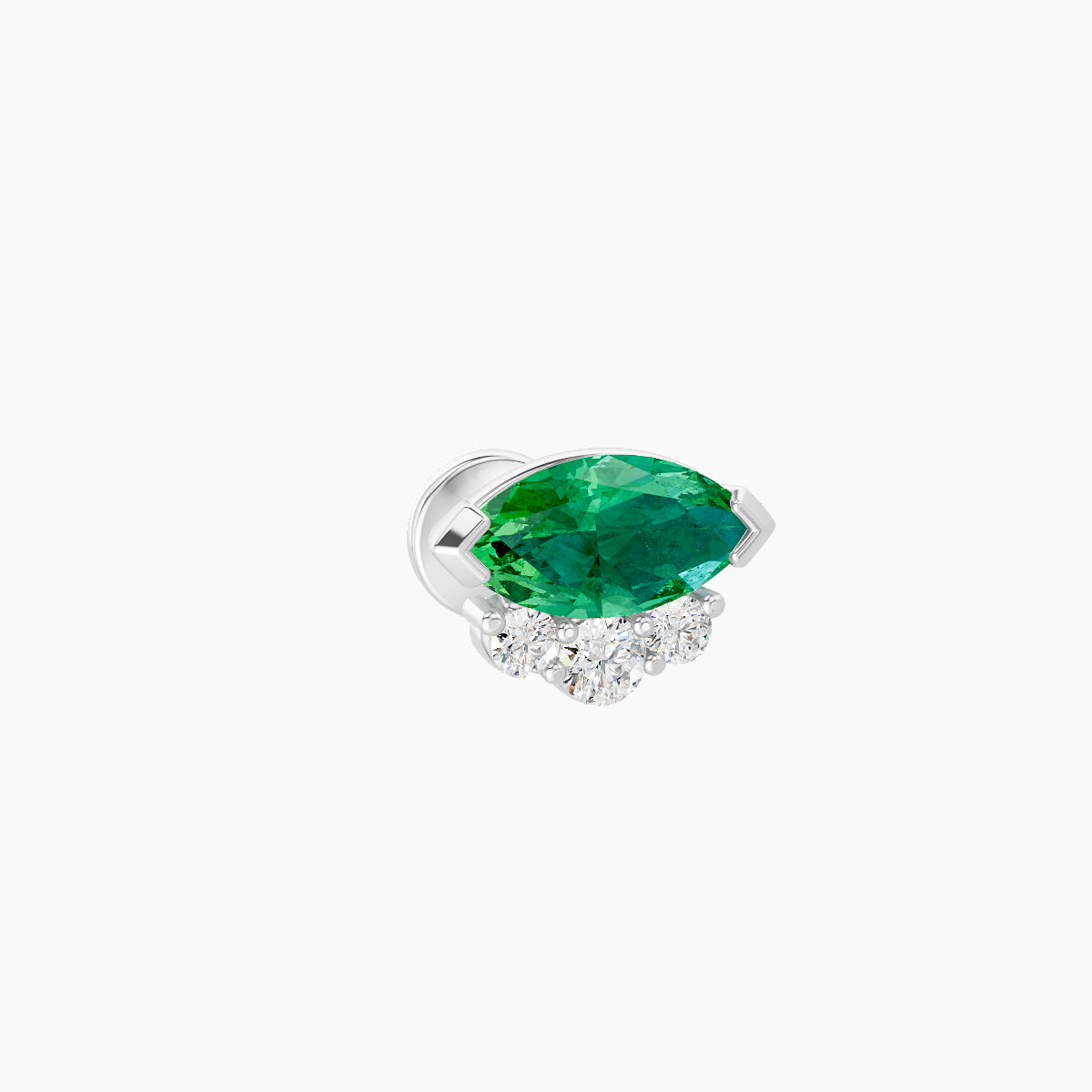 Danu | 18k White Gold 5 mm 7 mm Emerald & Diamond Piercing
