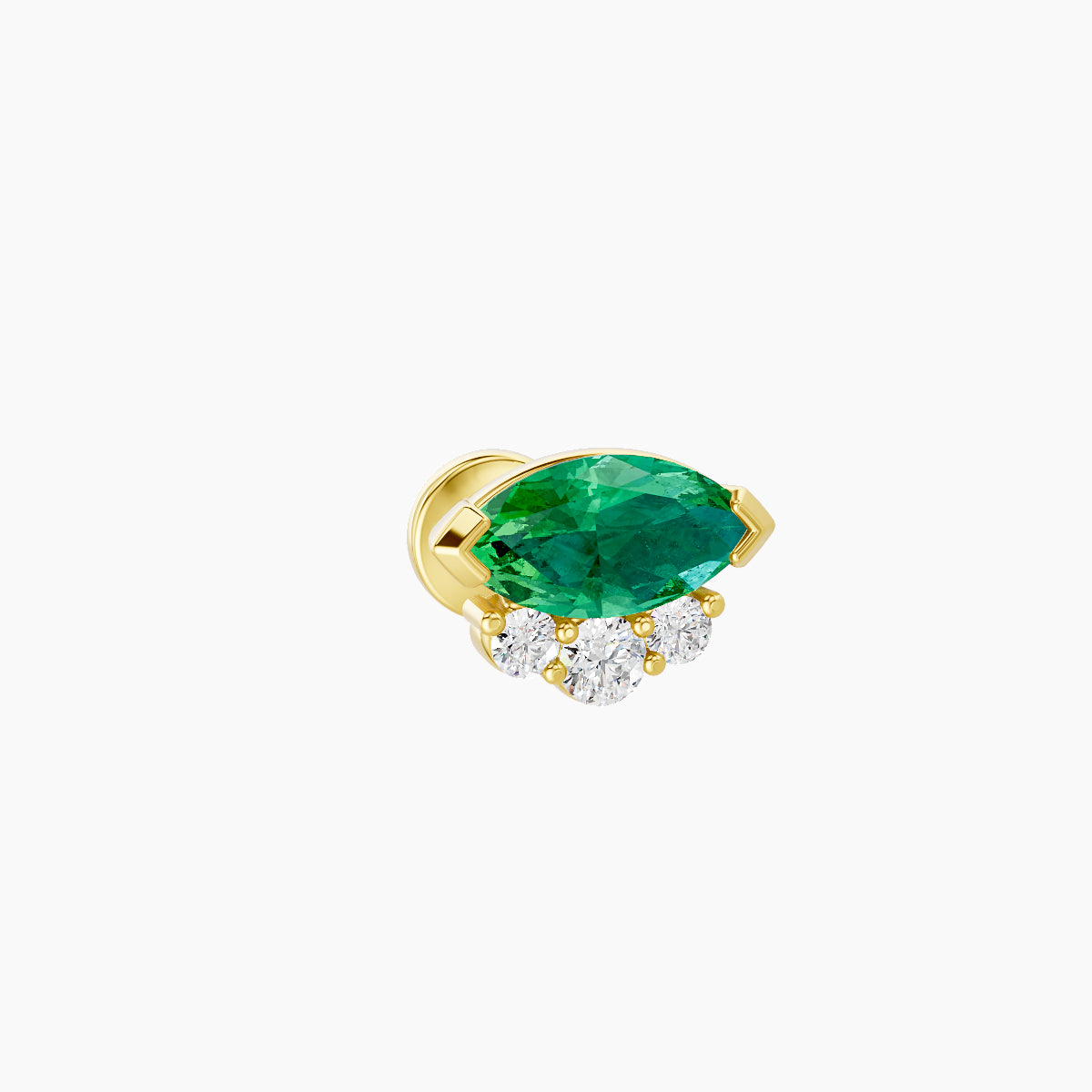 Danu | 18k Yellow Gold 5 mm 7 mm Emerald & Diamond Piercing