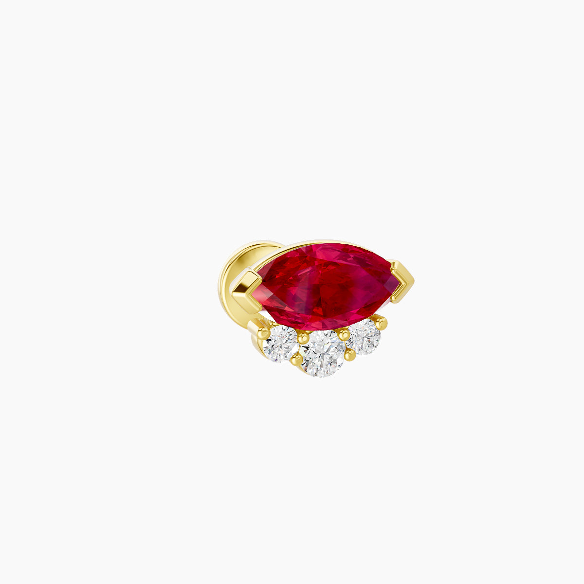 Danu | 18k Yellow Gold 5 mm 7 mm Ruby & Diamond Piercing