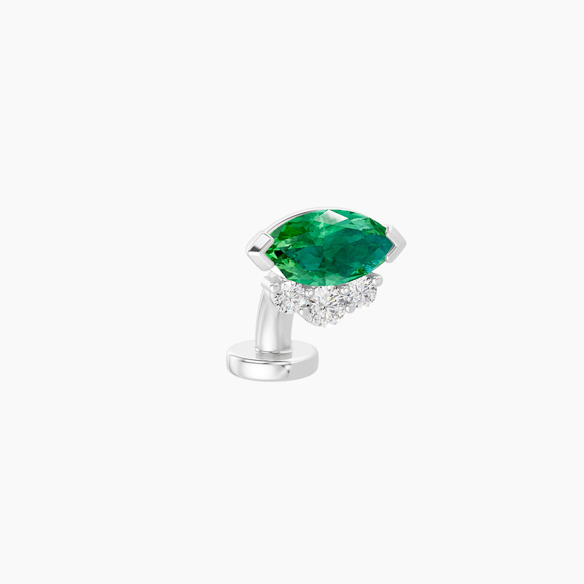 Danu | 18k White Gold 6 mm 7 mm Emerald & Diamond Floating Navel Piercing