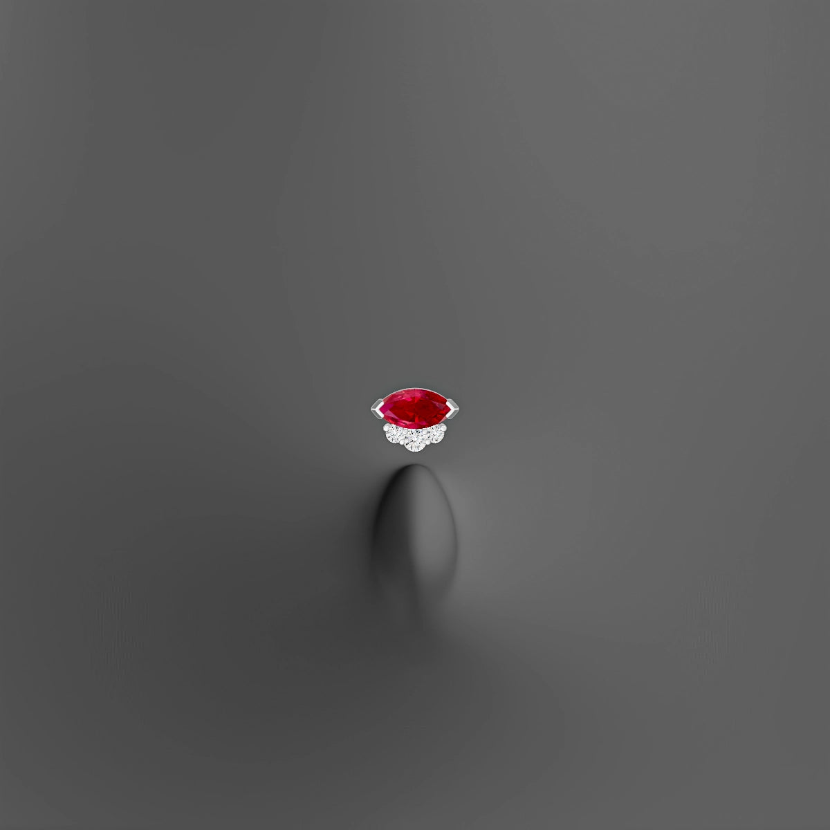 Danu | 18k White Gold 6 mm 7 mm Ruby & Diamond Floating Navel Piercing