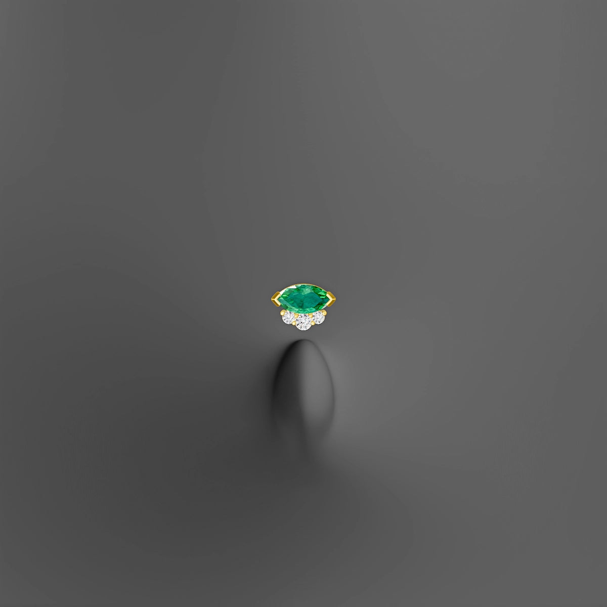 Danu | 18k Yellow Gold 6 mm 7 mm Emerald & Diamond Floating Navel Piercing