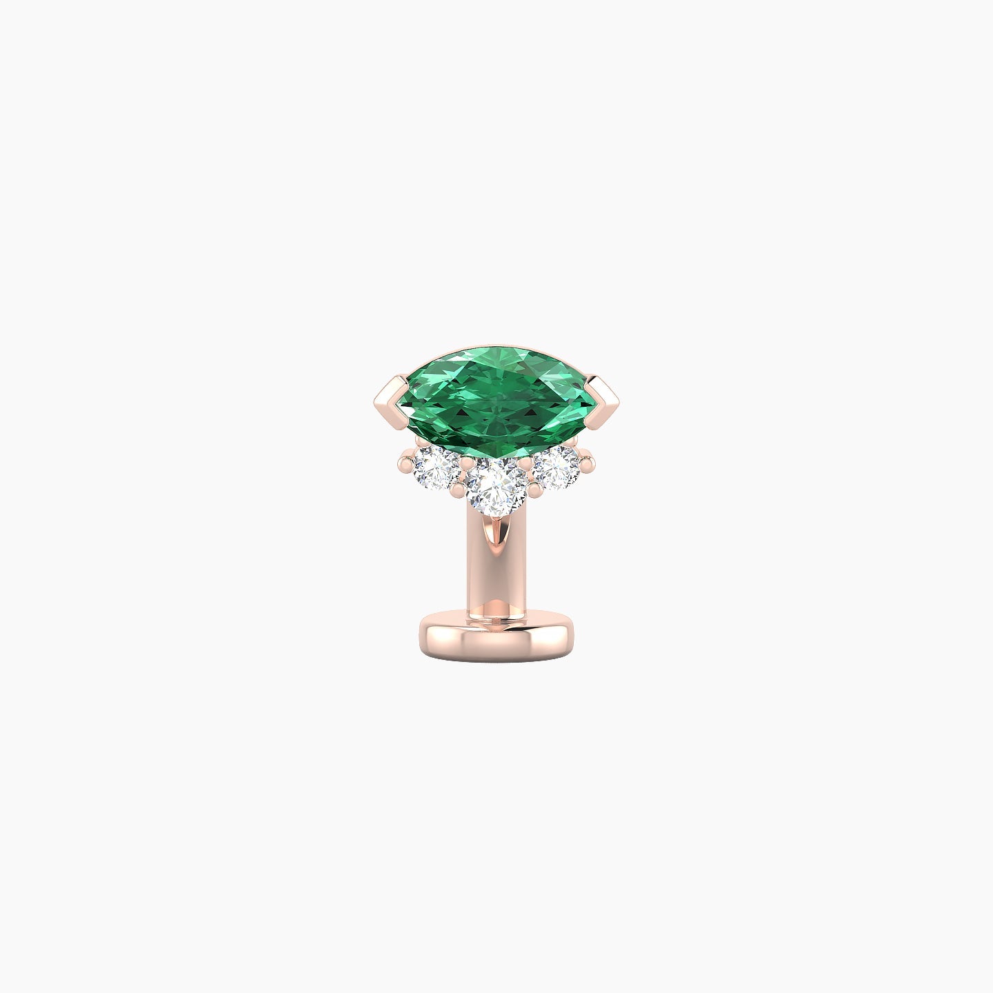 Danu | 18k Rose Gold 6 mm 7 mm Emerald & Diamond Floating Navel Piercing