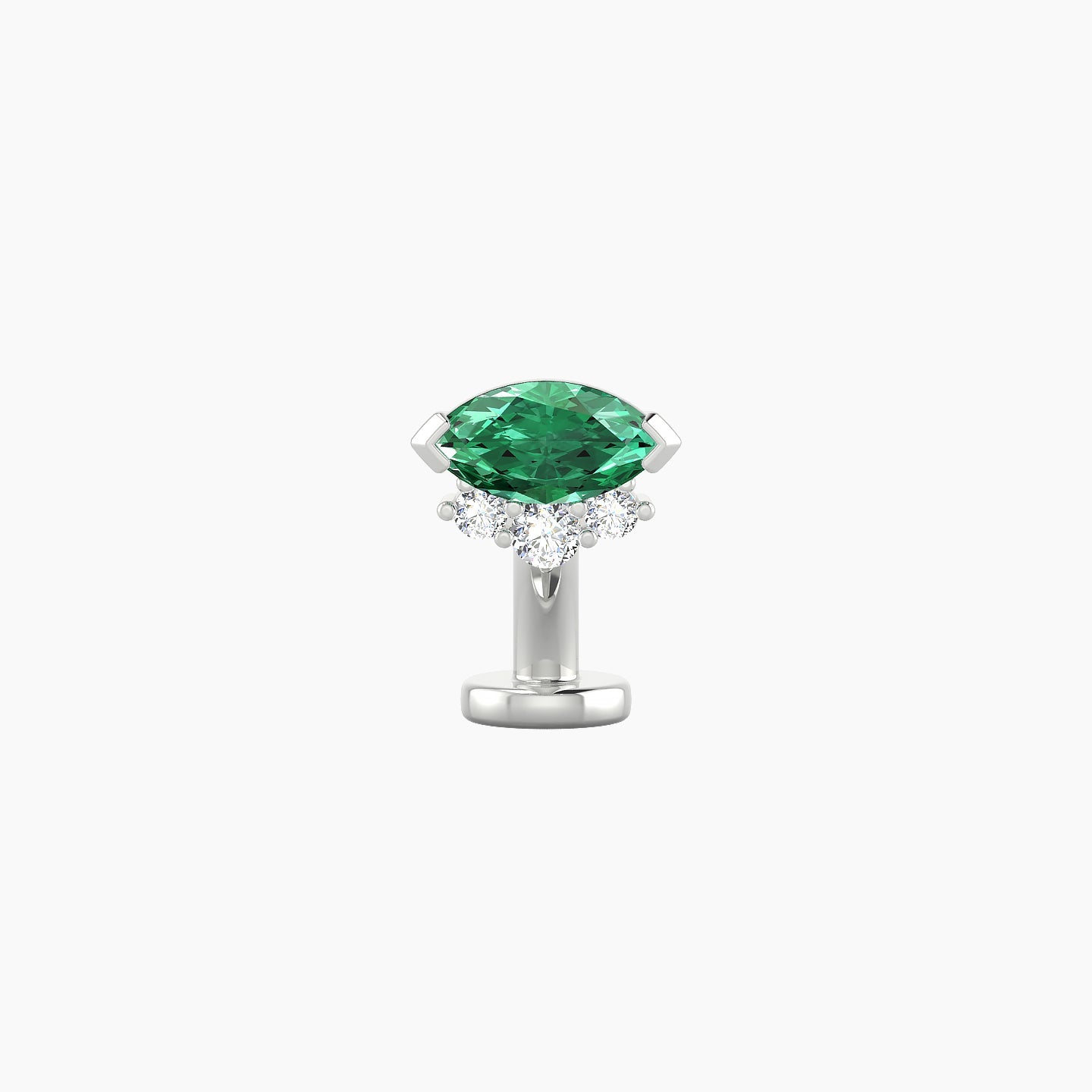 Danu | 18k White Gold 6 mm 7 mm Emerald & Diamond Floating Navel Piercing