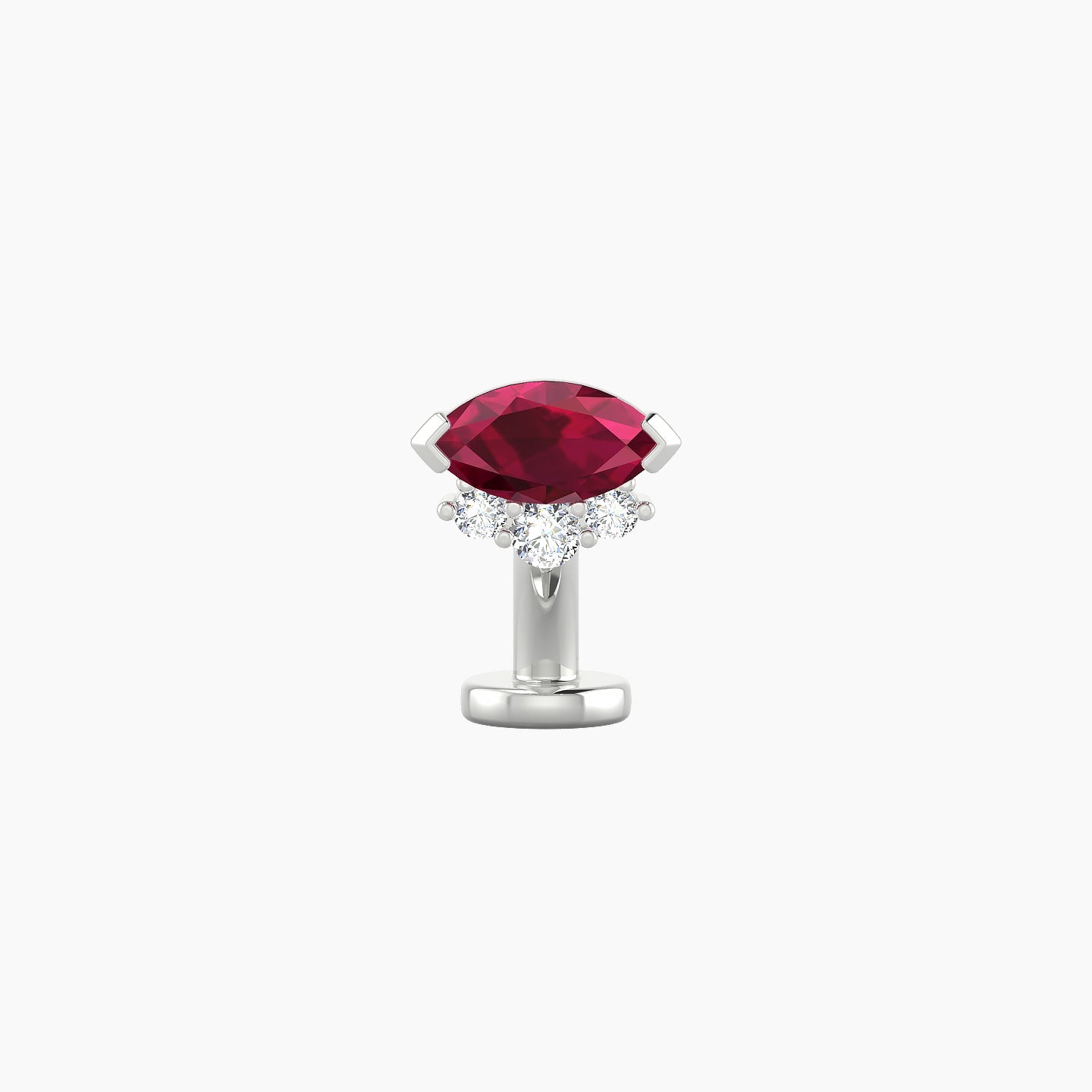 Danu | 18k White Gold 6 mm 7 mm Ruby & Diamond Floating Navel Piercing