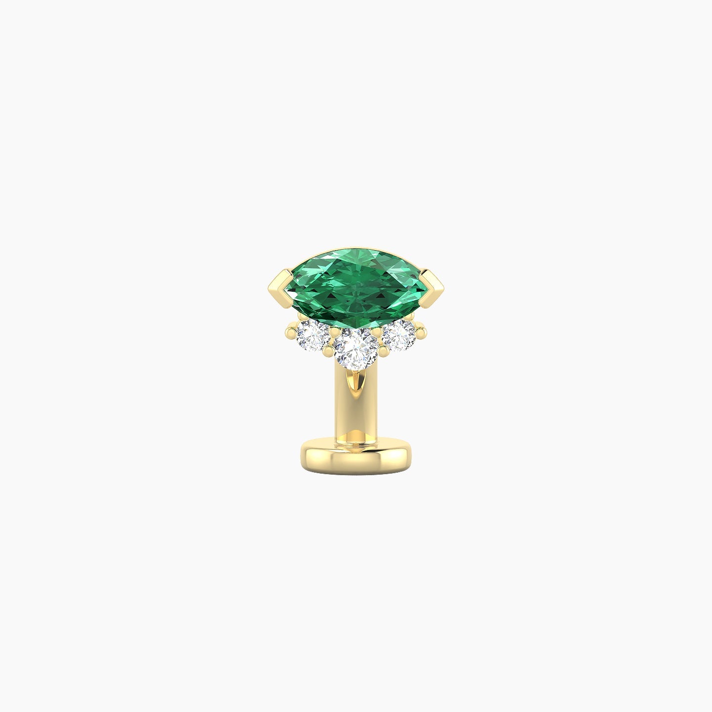 Danu | 18k Yellow Gold 6 mm 7 mm Emerald & Diamond Floating Navel Piercing