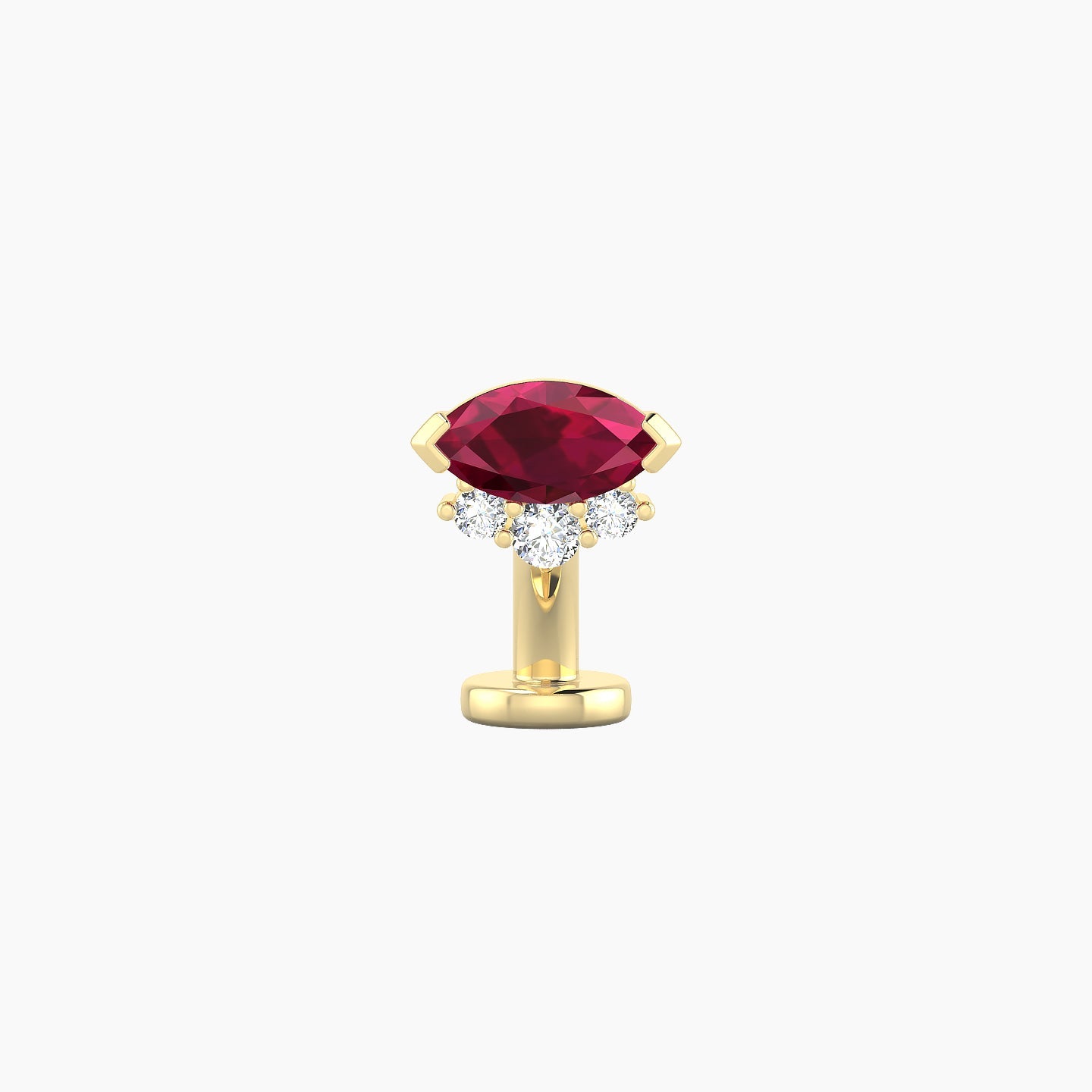 Danu | 18k Yellow Gold 6 mm 7 mm Ruby & Diamond Floating Navel Piercing