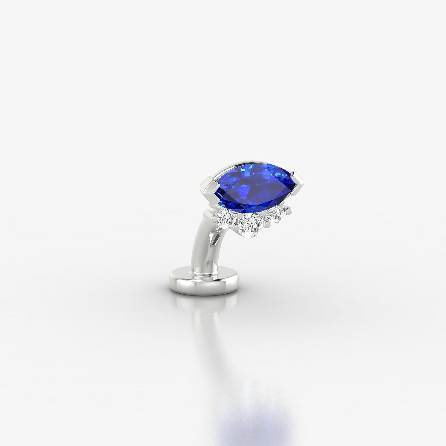 Danu | 18k White Gold 6 mm 7 mm Sapphire & Diamond Floating Navel Piercing