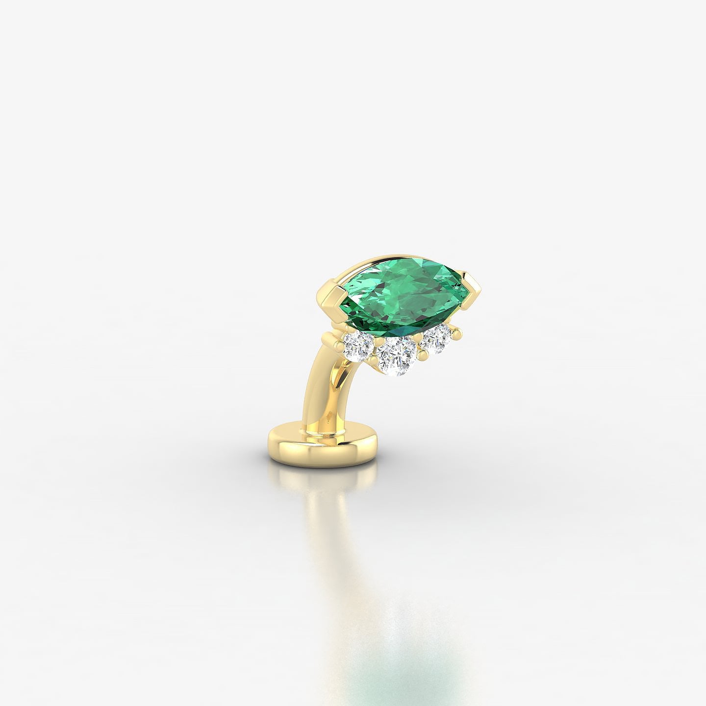 Danu | 18k Yellow Gold 6 mm 7 mm Emerald & Diamond Floating Navel Piercing