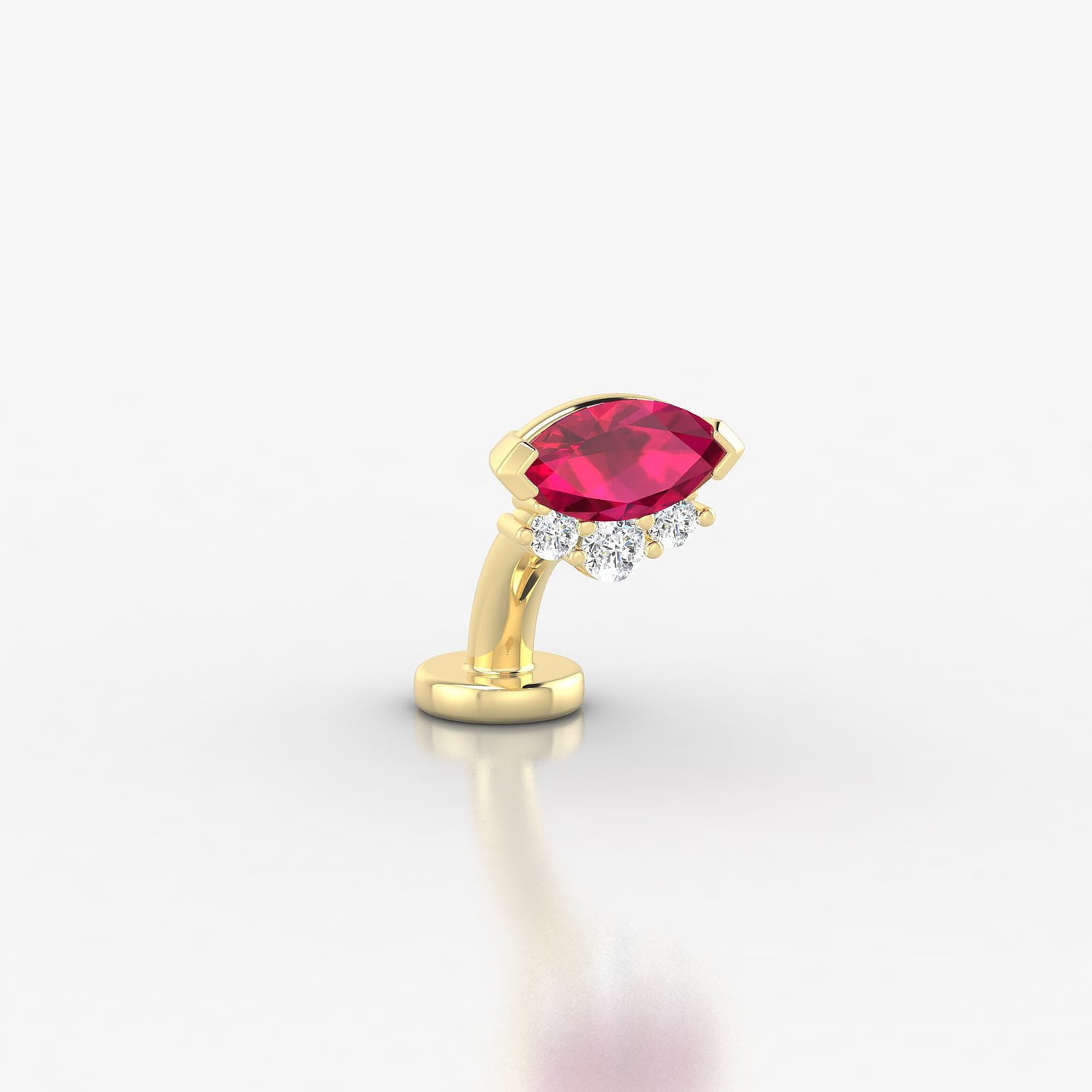 Danu | 18k Yellow Gold 6 mm 7 mm Ruby & Diamond Floating Navel Piercing