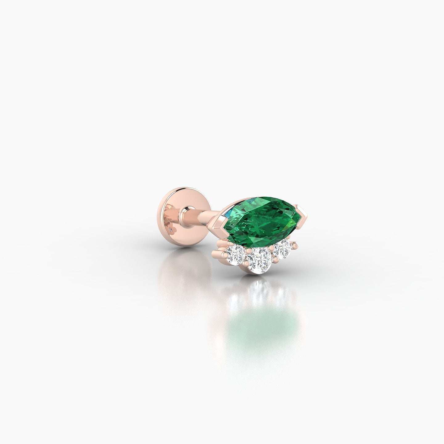 Danu | 18k Rose Gold 6.5 mm 7 mm Emerald & Diamond Nose Piercing
