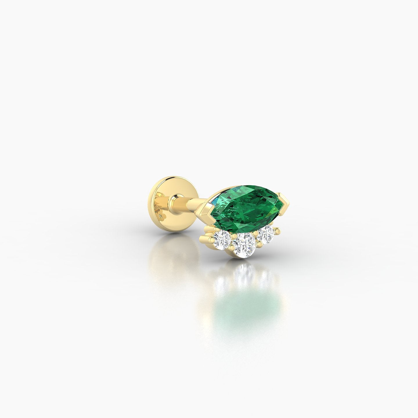 Danu | 18k Yellow Gold 6.5 mm 7 mm Emerald & Diamond Nose Piercing