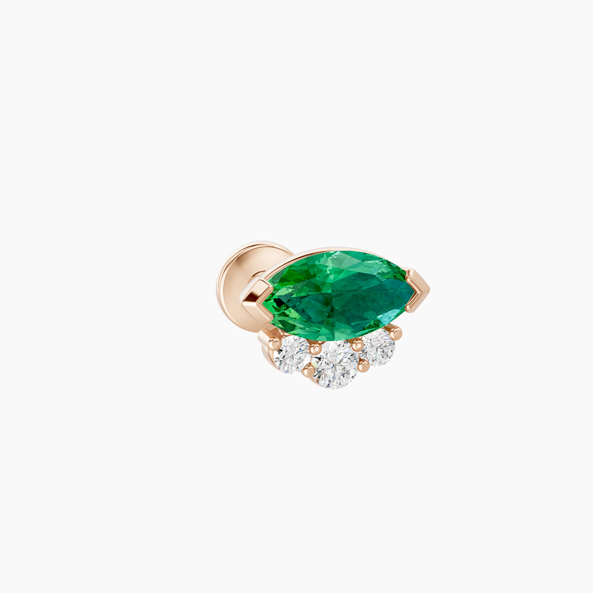 Danu | 18k Rose Gold 6.5 mm 7 mm Emerald & Diamond Piercing