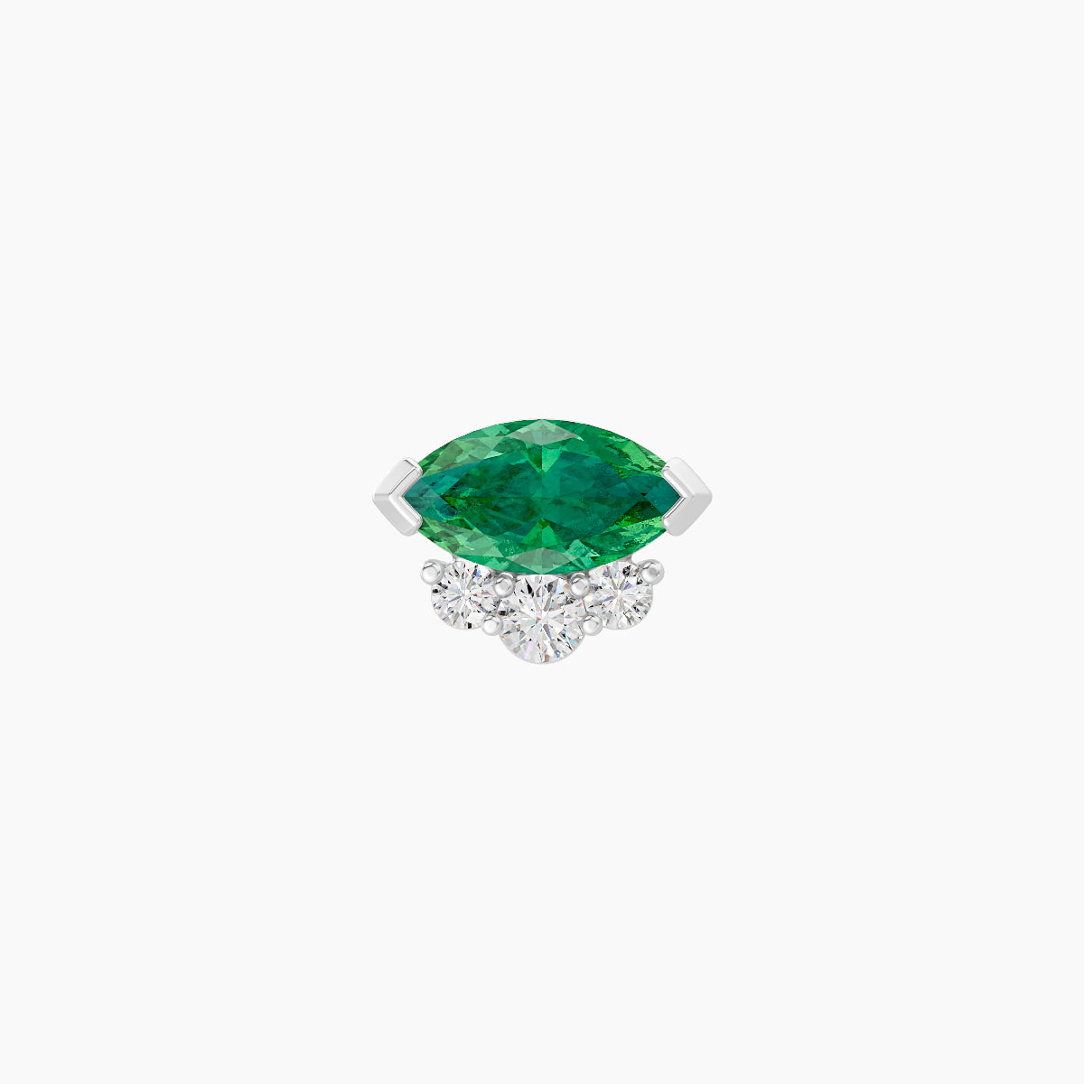 Danu | 18k White Gold 6.5 mm 7 mm Emerald & Diamond Piercing