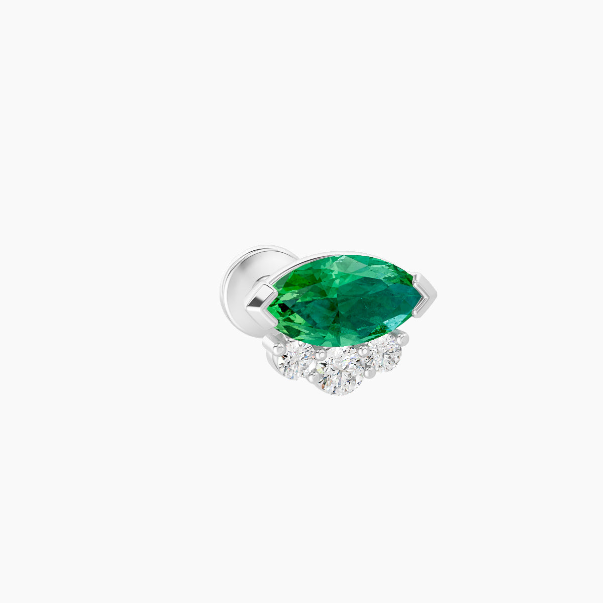 Danu | 18k White Gold 6.5 mm 7 mm Emerald & Diamond Piercing