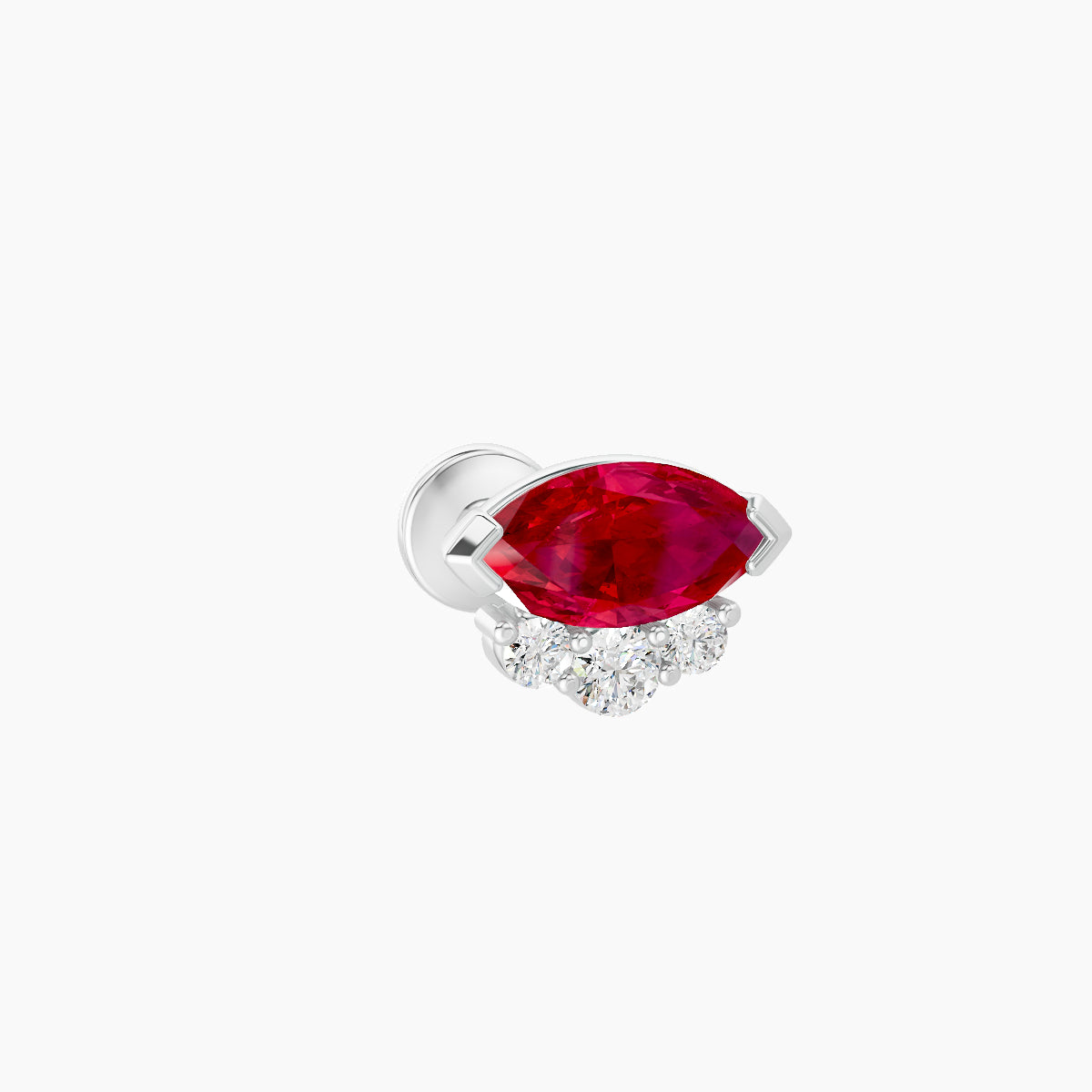 Danu | 18k White Gold 6.5 mm 7 mm Ruby & Diamond Piercing
