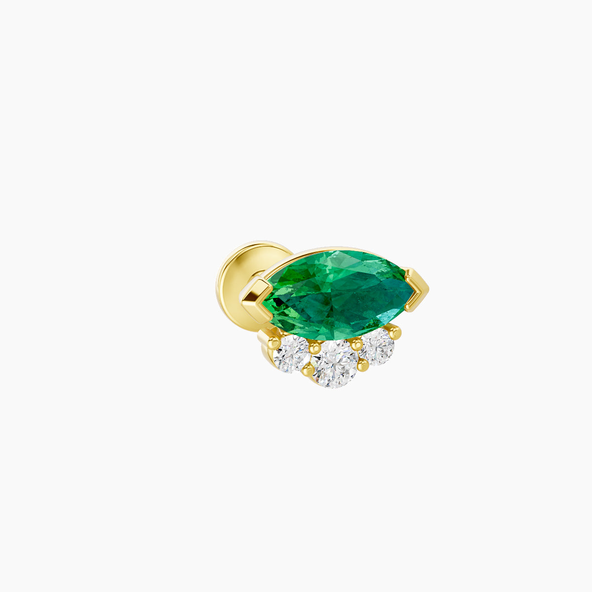 Danu | 18k Yellow Gold 6.5 mm 7 mm Emerald & Diamond Piercing