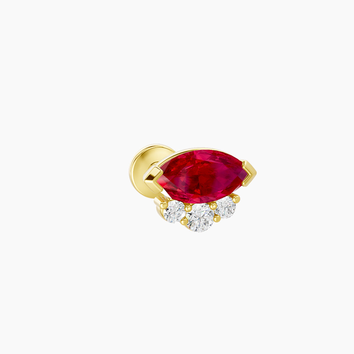 Danu | 18k Yellow Gold 6.5 mm 7 mm Ruby & Diamond Piercing