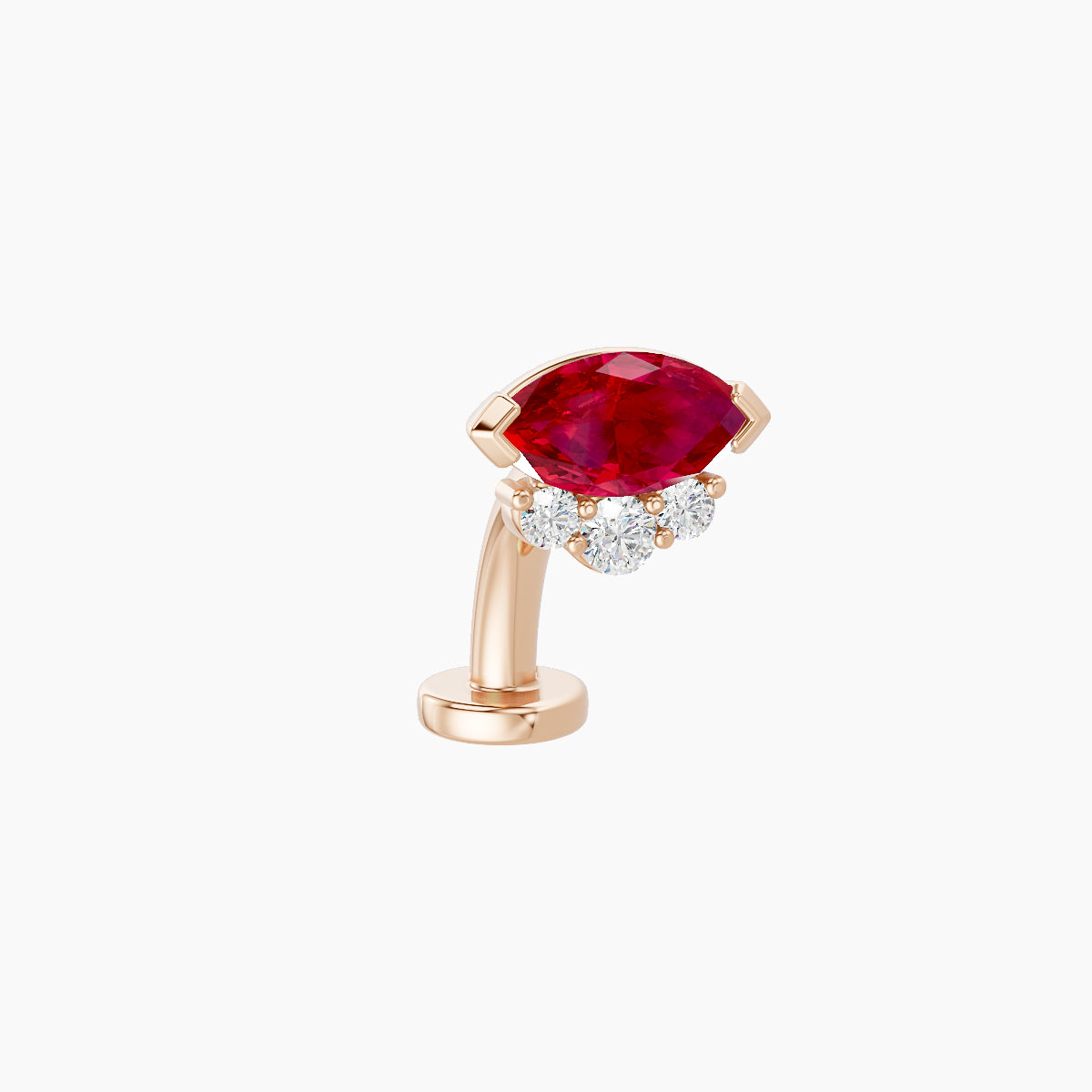 Danu | 18k Rose Gold 8 mm 7 mm Ruby & Diamond Floating Navel Piercing
