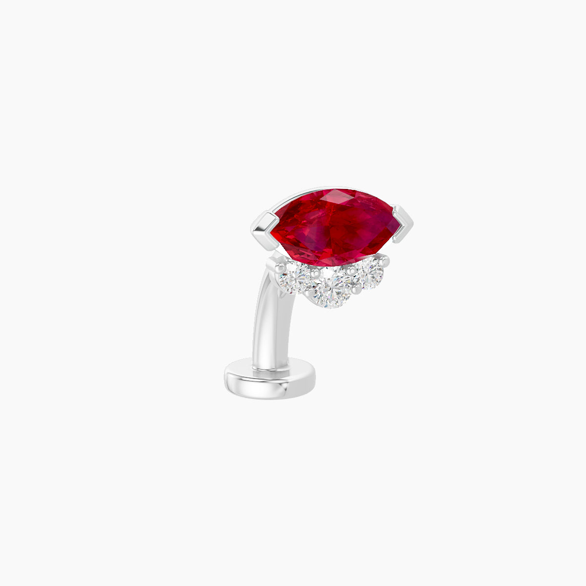 Danu | 18k White Gold 8 mm 7 mm Ruby & Diamond Floating Navel Piercing