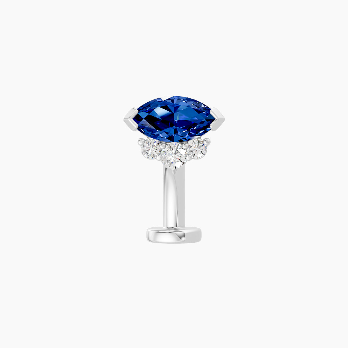 Danu | 18k White Gold 8 mm 7 mm Sapphire & Diamond Floating Navel Piercing