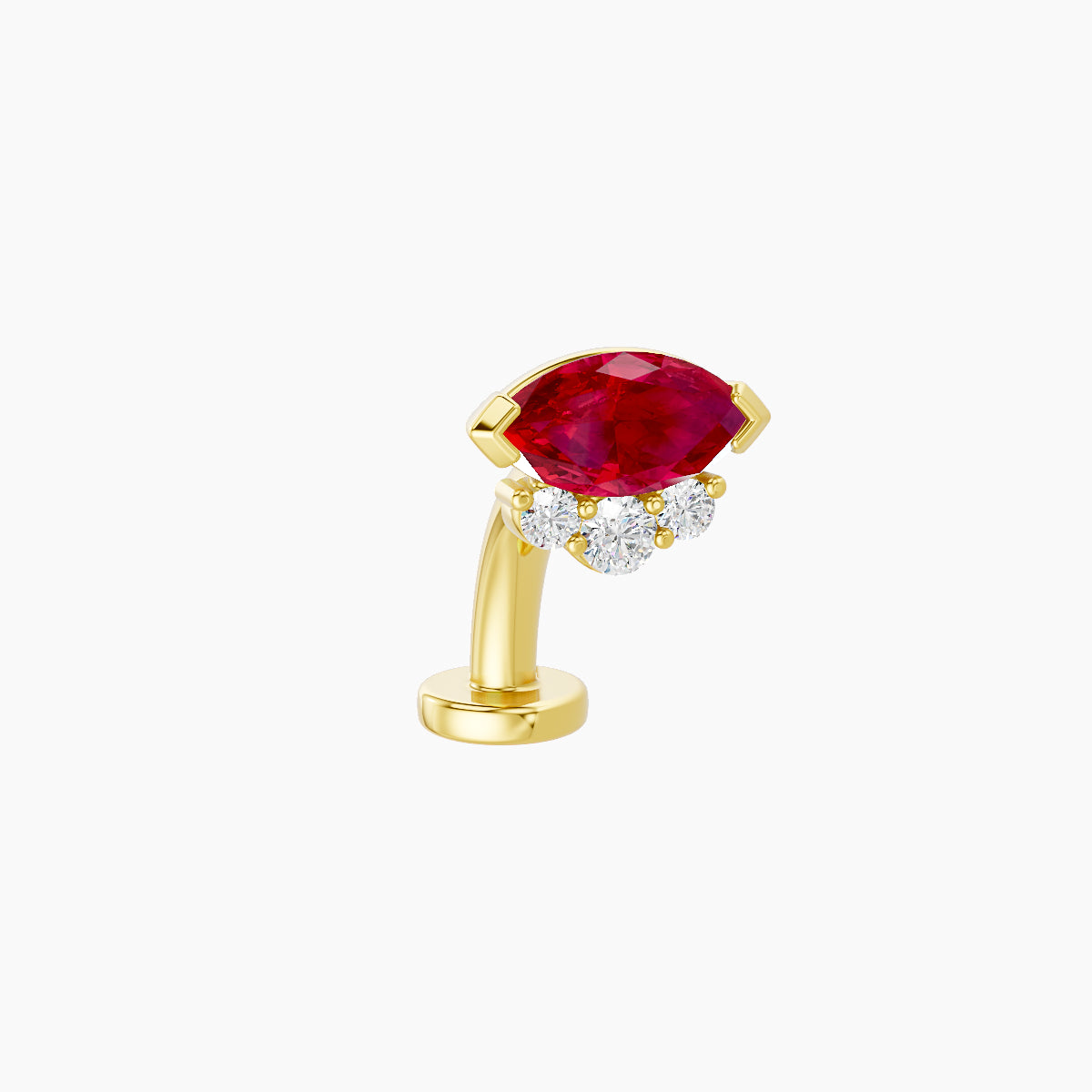 Danu | 18k Yellow Gold 8 mm 7 mm Ruby & Diamond Floating Navel Piercing