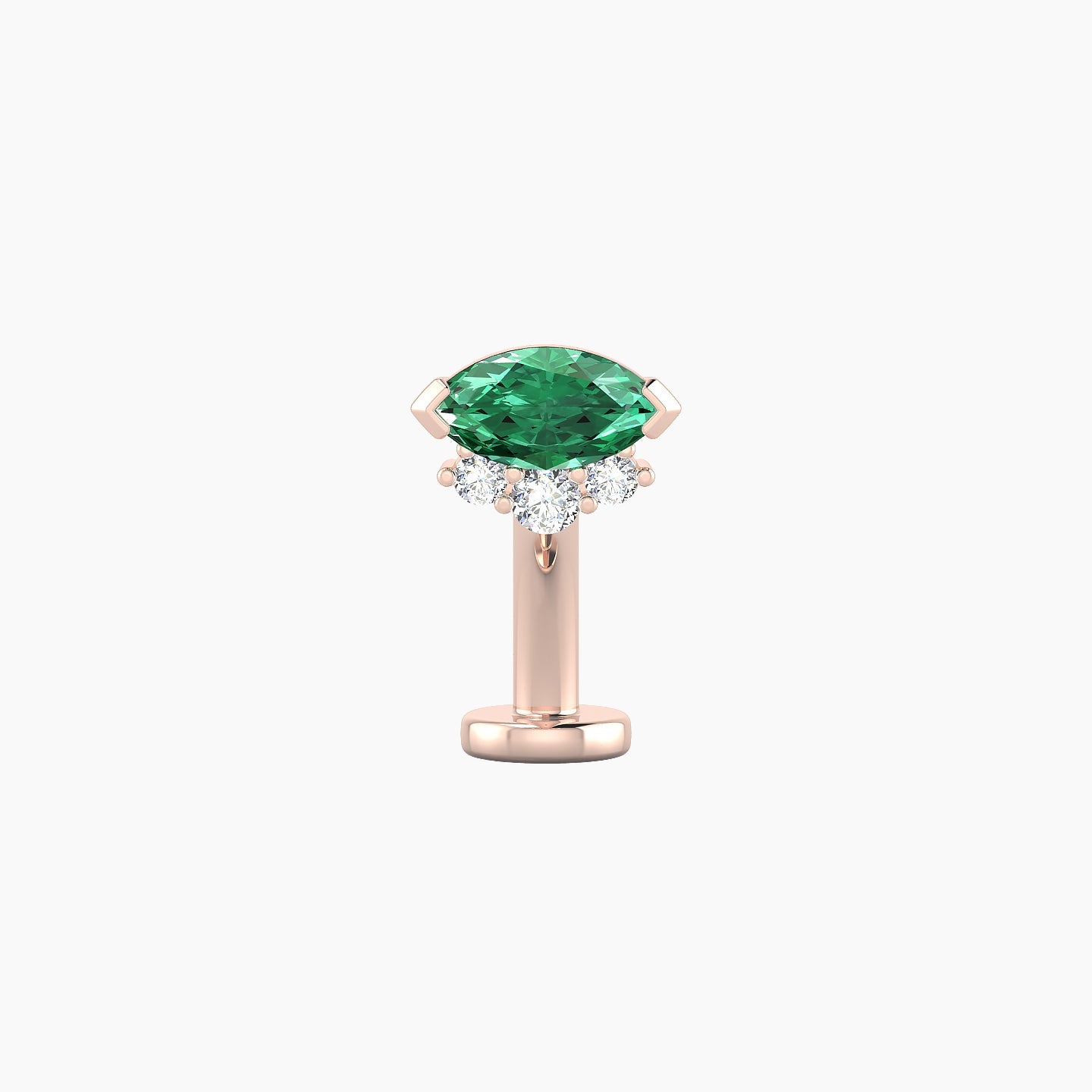 Danu | 18k Rose Gold 8 mm 7 mm Emerald & Diamond Floating Navel Piercing