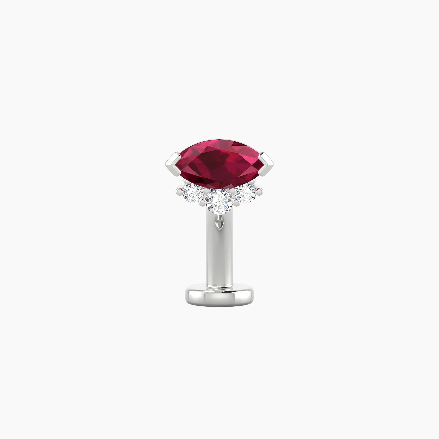Danu | 18k White Gold 8 mm 7 mm Ruby & Diamond Floating Navel Piercing