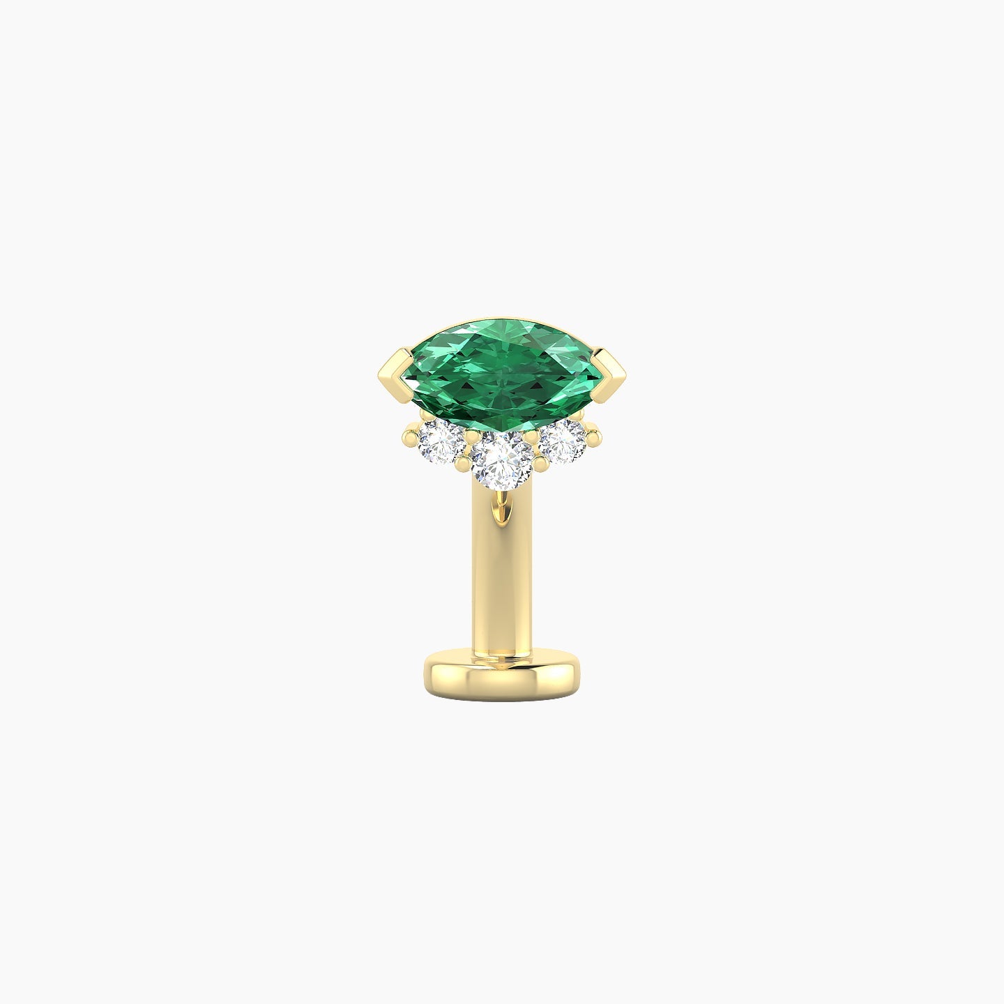 Danu | 18k Yellow Gold 8 mm 7 mm Emerald & Diamond Floating Navel Piercing