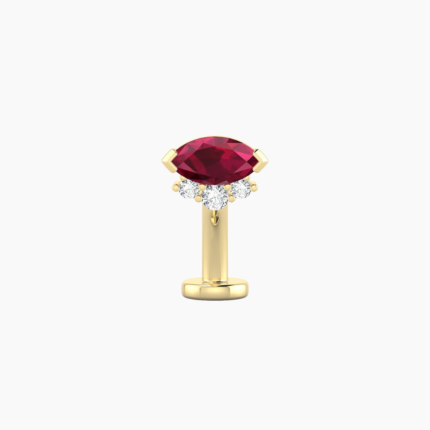 Danu | 18k Yellow Gold 8 mm 7 mm Ruby & Diamond Floating Navel Piercing