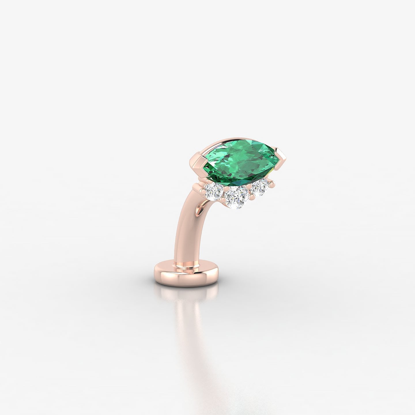 Danu | 18k Rose Gold 8 mm 7 mm Emerald & Diamond Floating Navel Piercing