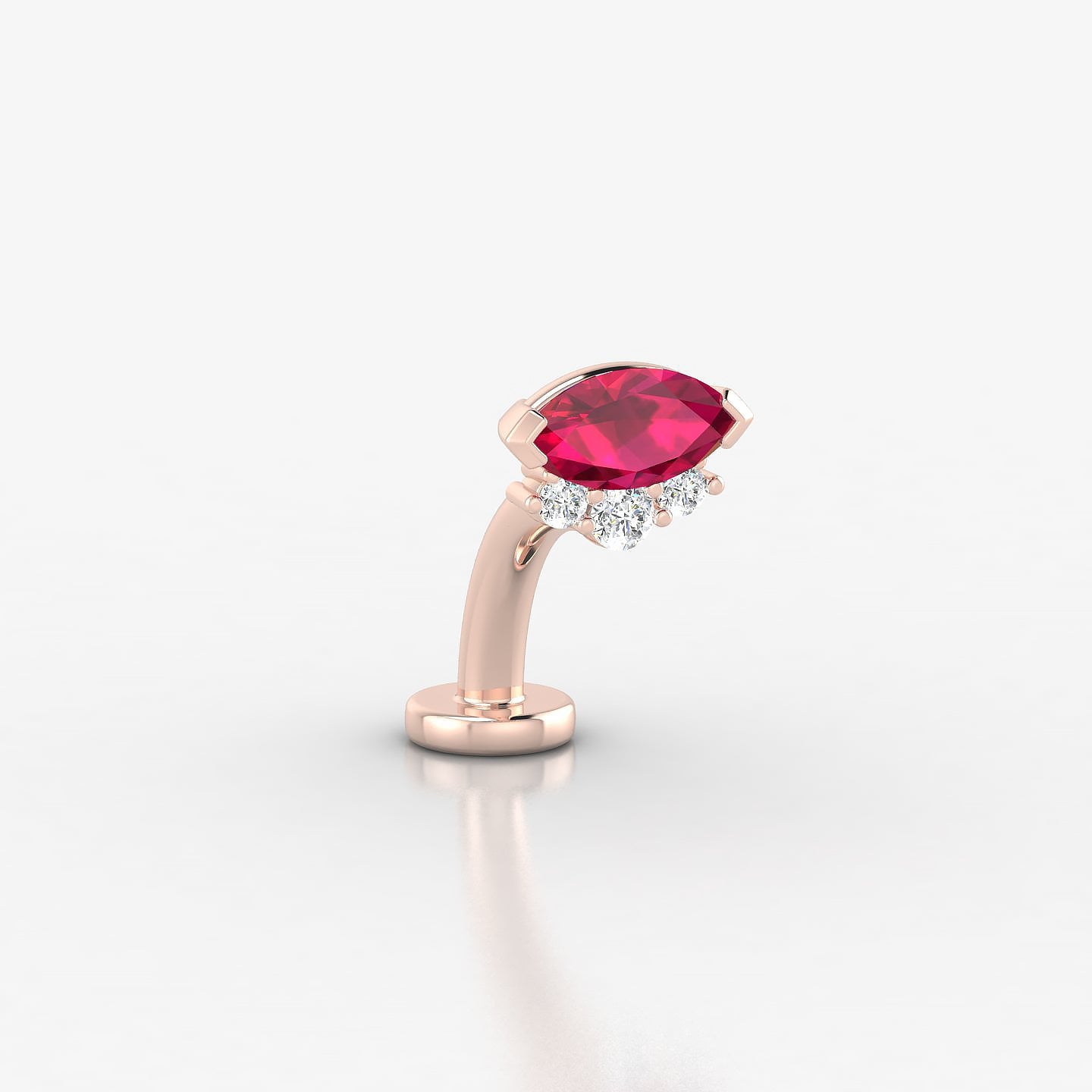 Danu | 18k Rose Gold 8 mm 7 mm Ruby & Diamond Floating Navel Piercing