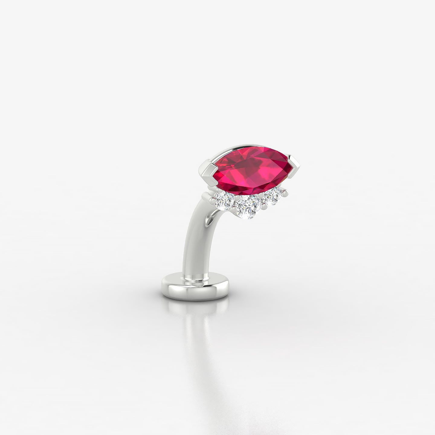Danu | 18k White Gold 8 mm 7 mm Ruby & Diamond Floating Navel Piercing