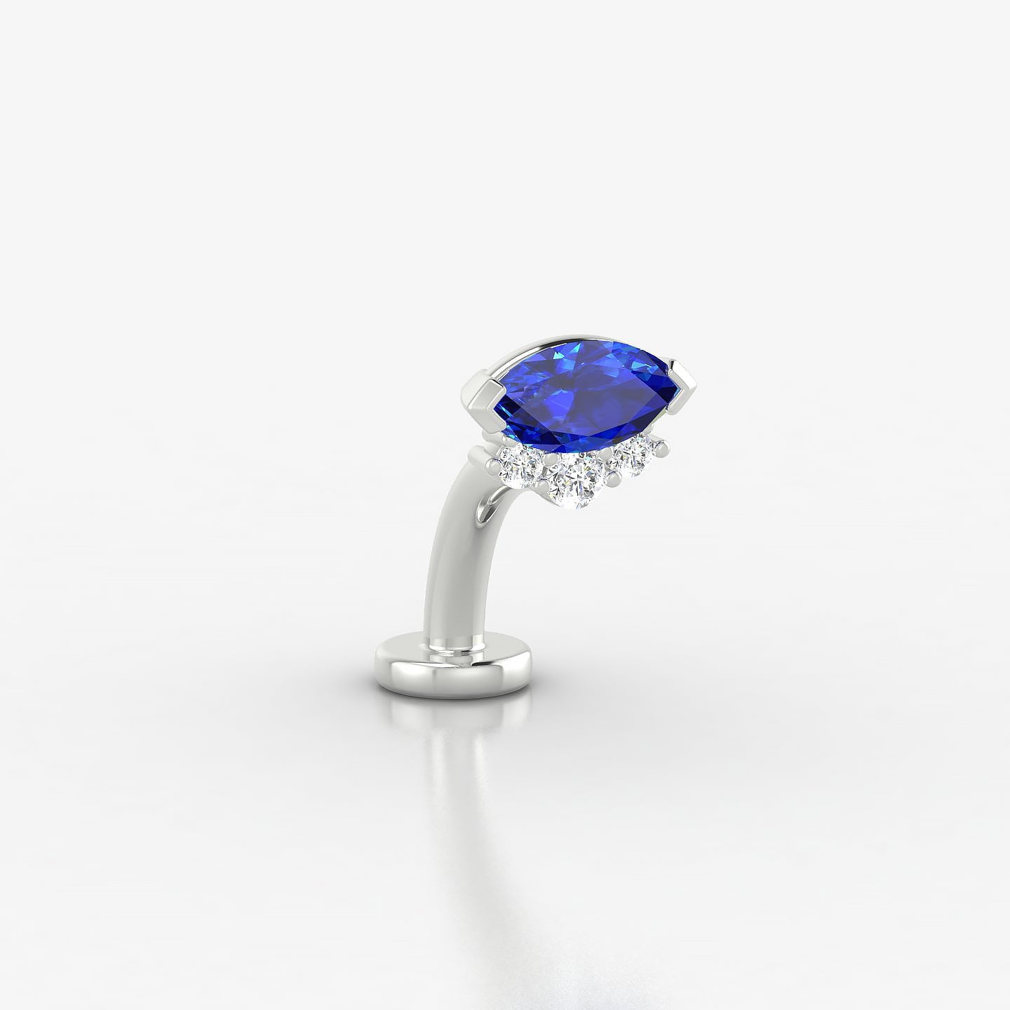 Danu | 18k White Gold 8 mm 7 mm Sapphire & Diamond Floating Navel Piercing