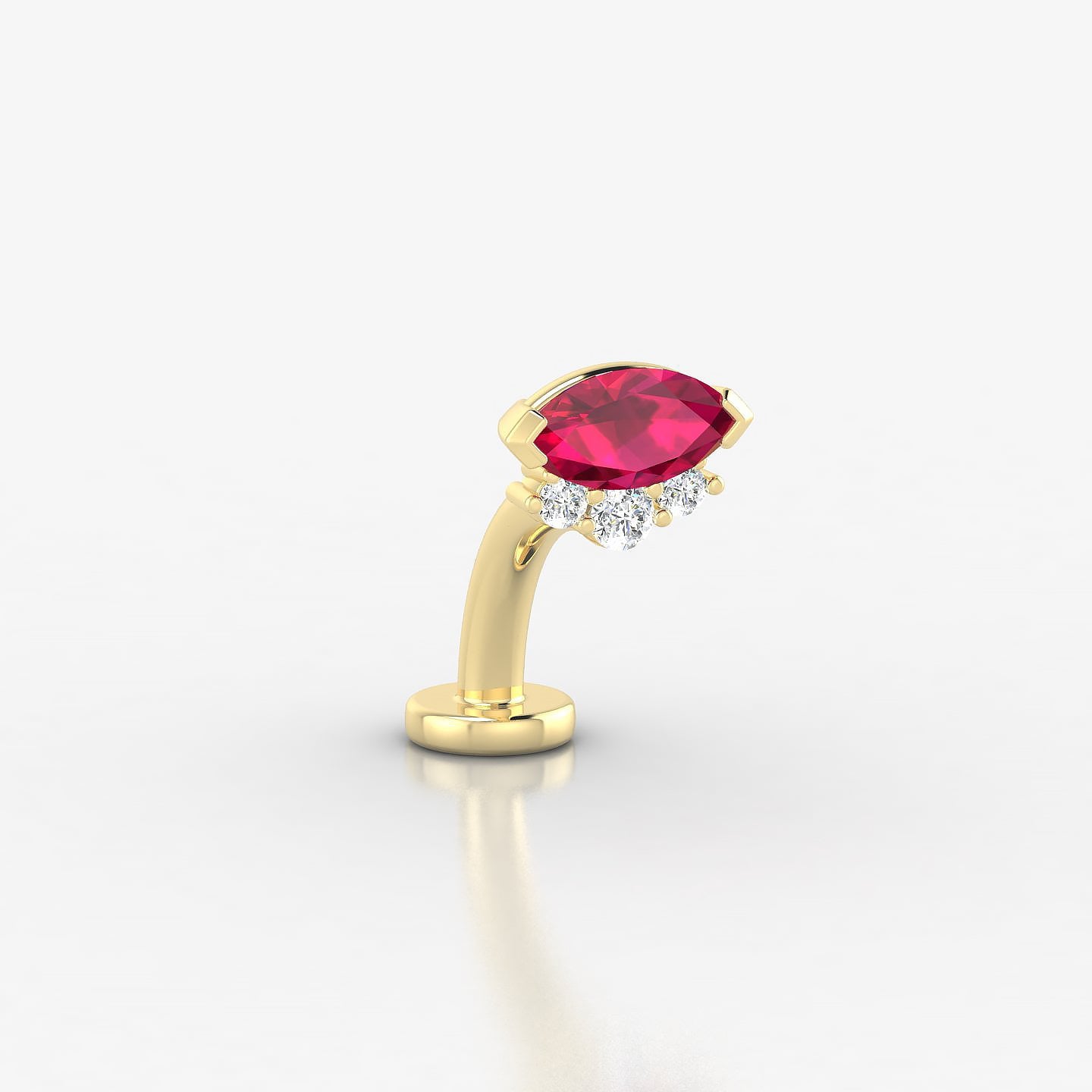 Danu | 18k Yellow Gold 8 mm 7 mm Ruby & Diamond Floating Navel Piercing