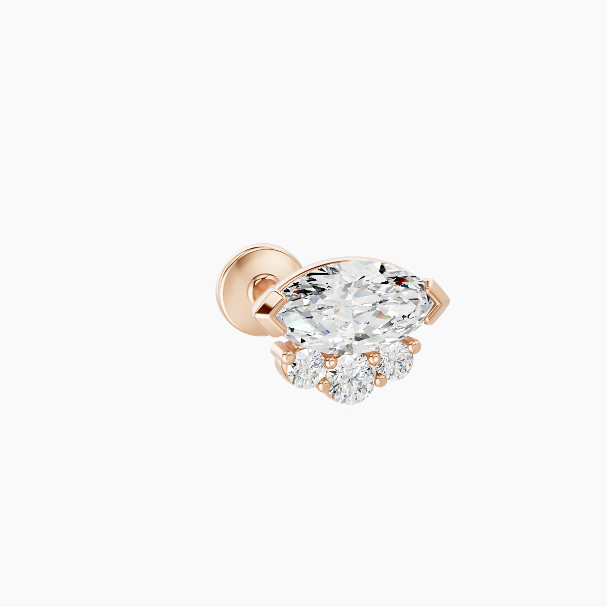 Danu | 18k Rose Gold 7 mm 8 mm Diamond Nose Piercing