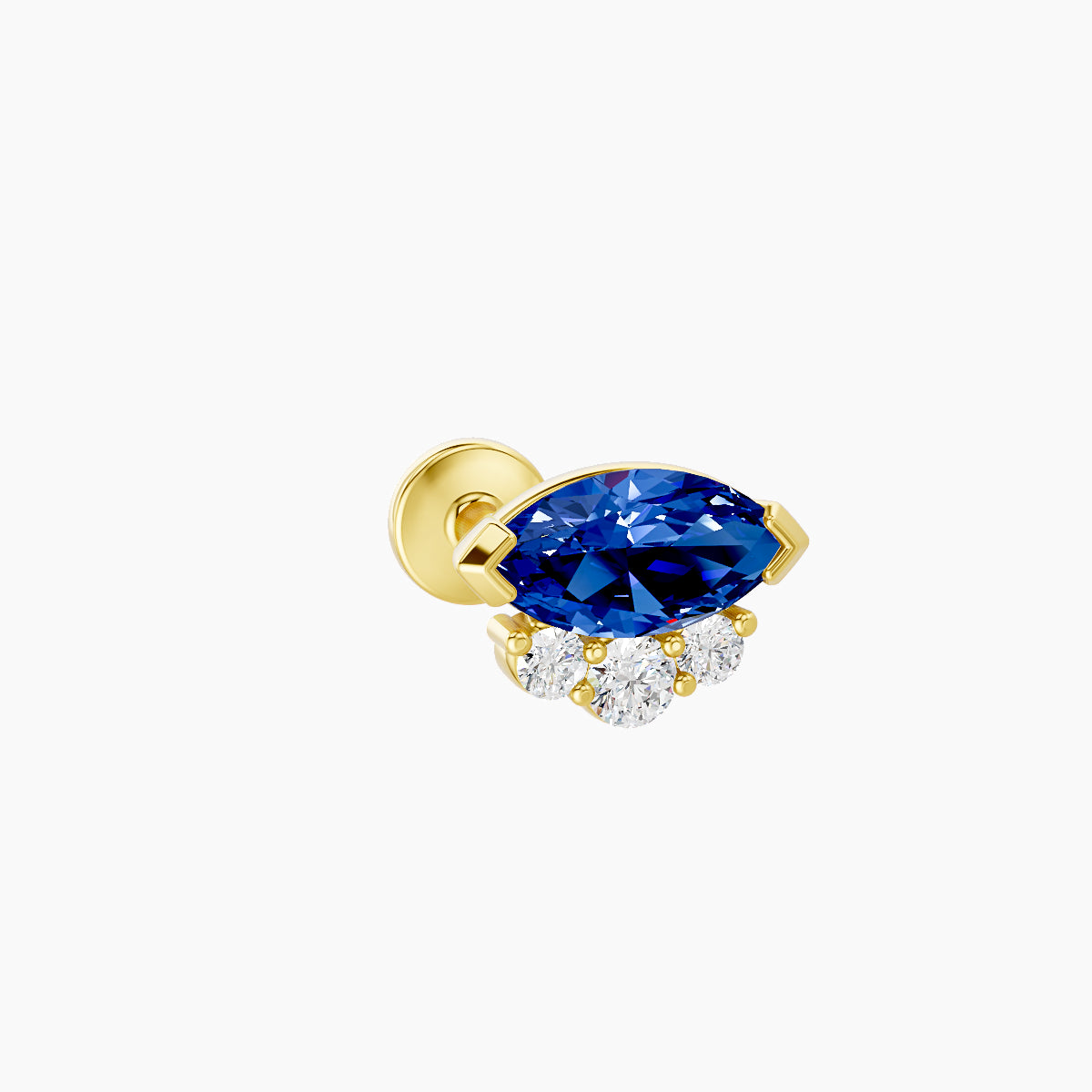 Danu | 18k Yellow Gold 8 mm 7 mm Sapphire & Diamond Nose Piercing